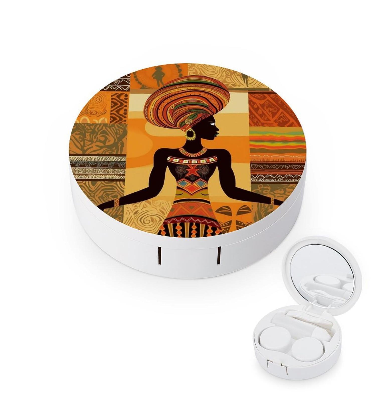 Portable African Woman Contact Lens Case - Stylish Travel Storage Box for Lenses - Buy Online on GoSupps.com