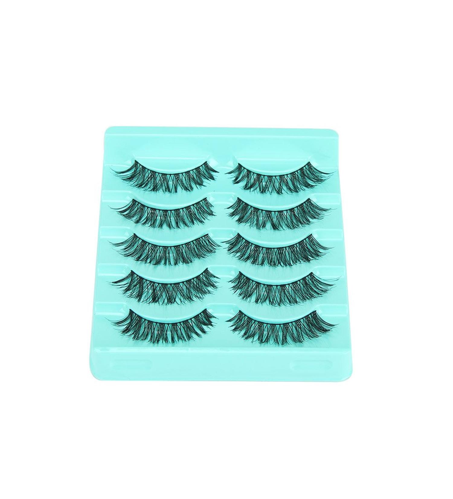 Holangela 5 Pairs Reusable Self-Adhesive Waterproof False Eyelashes Natural Look Thick Faux Lashes in Black One Size - Buy Online on GoSupps.com