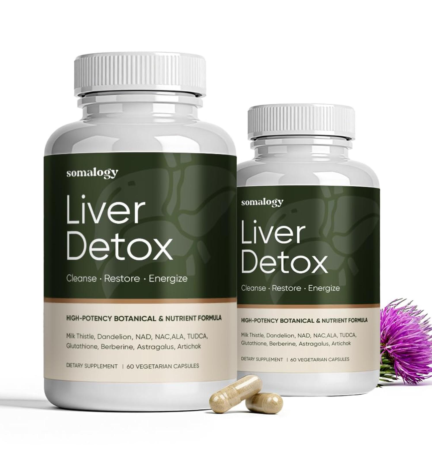 Somalogy Liver Cleanse Detox & Repair 2pcs Milk Thistle NAC TUDCA Glutathione & Dandelion Root Natural Liver Function Formula 2x60 Capsules - Buy Online on GoSupps.com