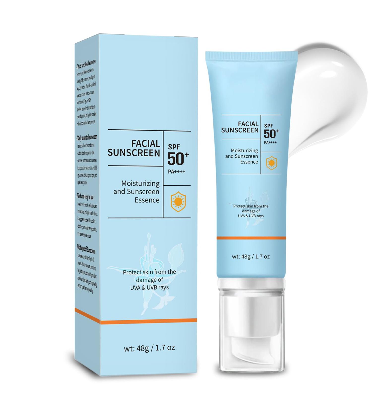 Clear Face Sunscreen SPF 50 Oil-Free Non-Greasy Facial Sunscreen for Sensitive Skin & Acne-Prone Hydration Broad Spectrum UVA/UVB Water-Resistant 80 Min No White Cast Reef-Safe & Vegan (1) - Buy Online on GoSupps.com