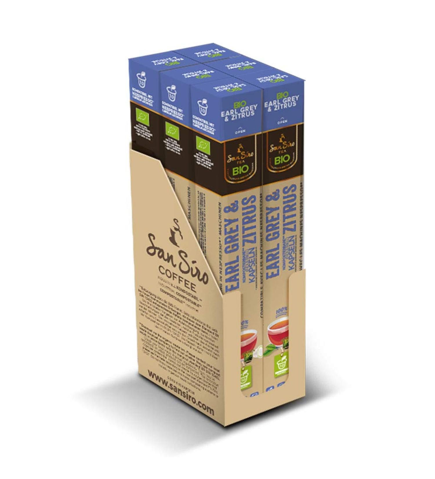 SanSiro Organic Earl Grey & Citrus Tea - CO2 Neutral Sustainable 60 Capsules | Eco-Friendly eCommerce - Buy Online on GoSupps.com