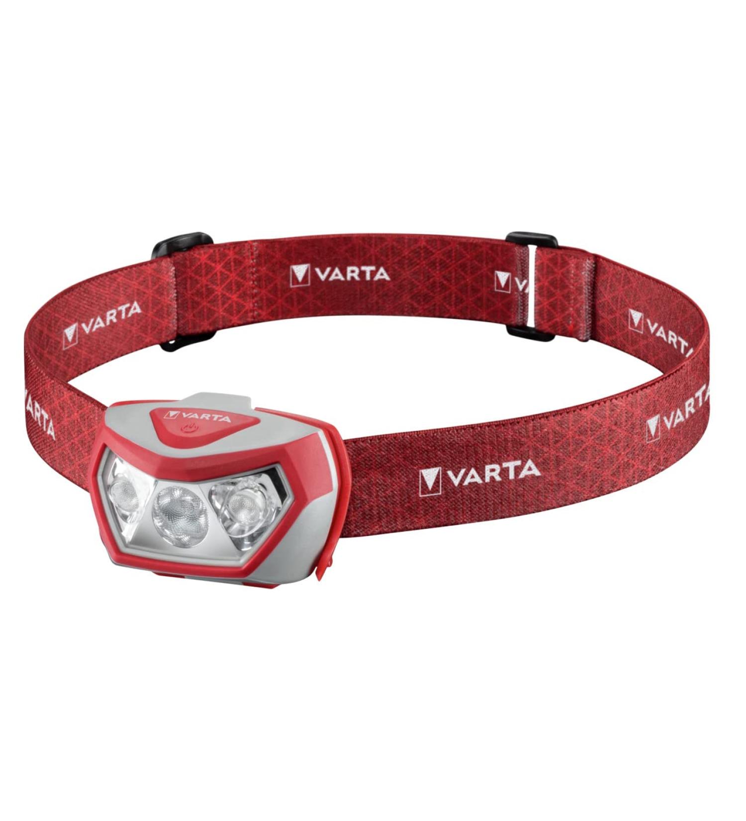 Buy Varta LED Headlamp with 3 AAA Batteries - H20 Pro Outdoor Sports Splash-Proof Dimming Function 3 Light Modes Swiveling Head Red - Buy Online on GoSupps.com