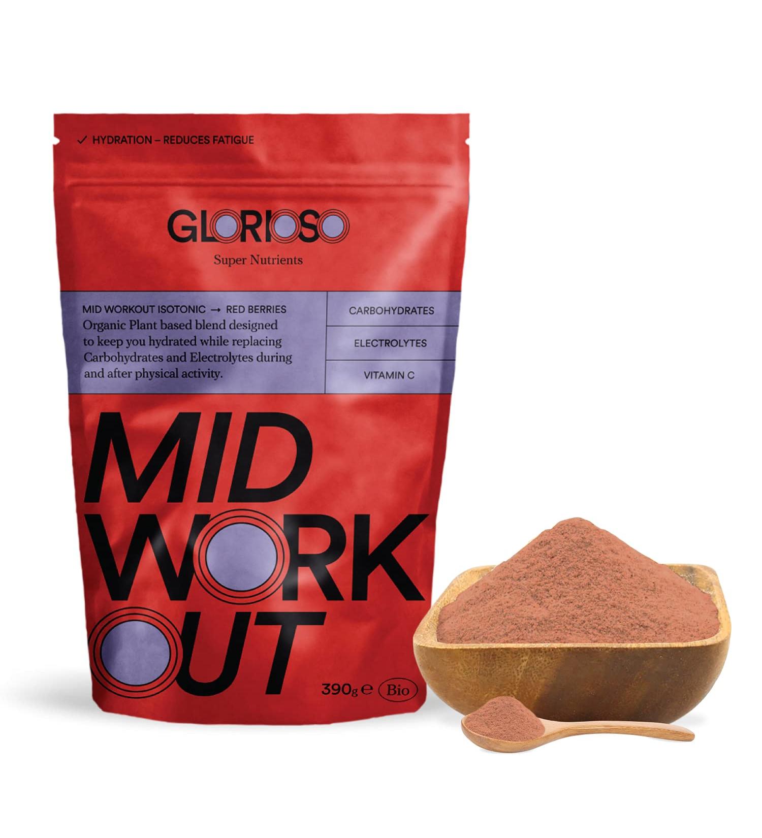 Mid Workout for Training - 390g - Isotonic Drink Powder - Source of Carbohydrates and Vitamin C - Vegan & Gluten Free - Glorioso Super Nutrients - Buy Online on GoSupps.com