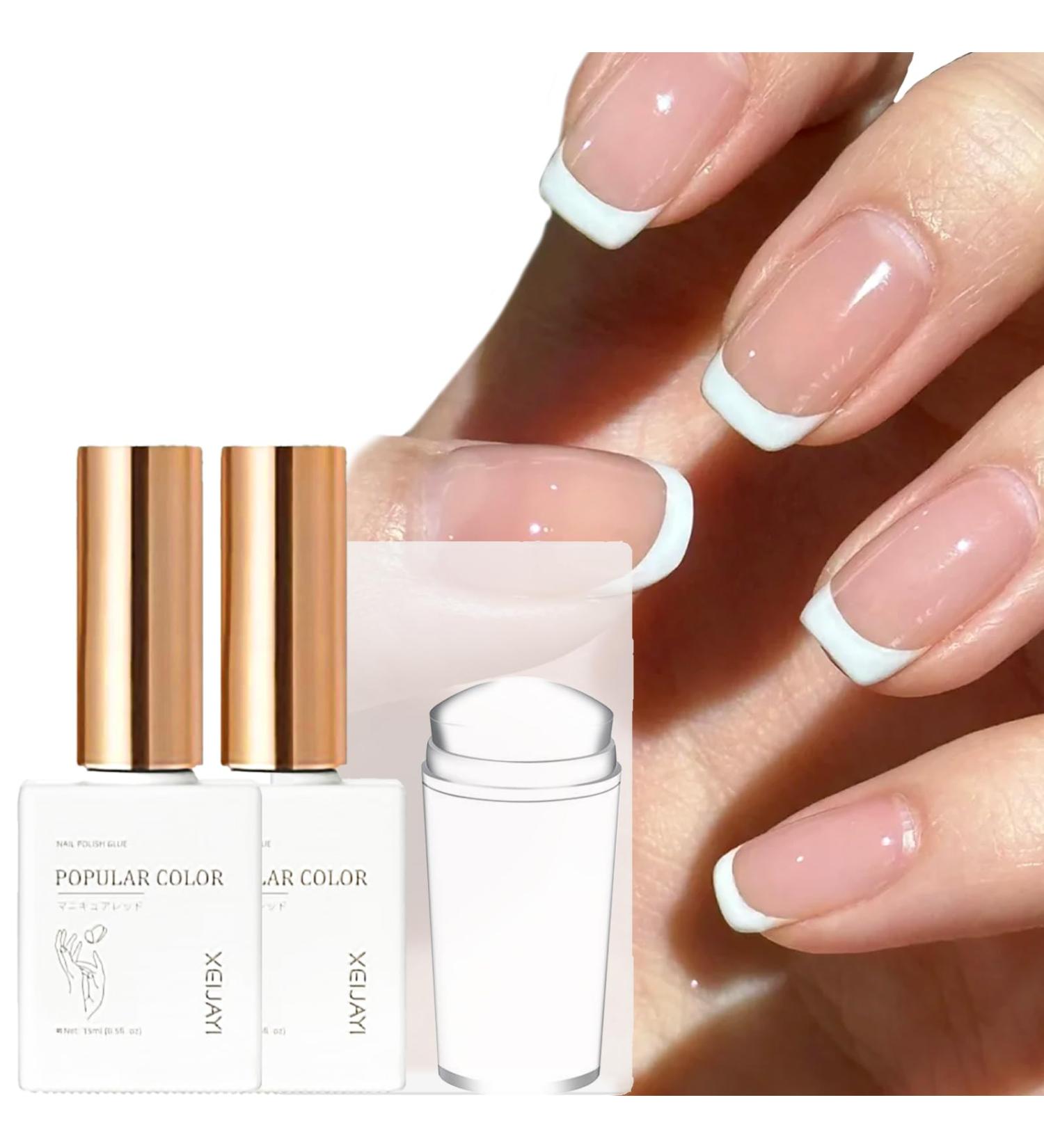 French Manicure Kit - French Tip Stamp Pink & White Gel Nail Polish Gel Nail Kit Nail Art Tools Nail Stamper French Manicure Nude White Jelly Nail Polish French Nails Nail Accessories Set for Women - Buy Online on GoSupps.com