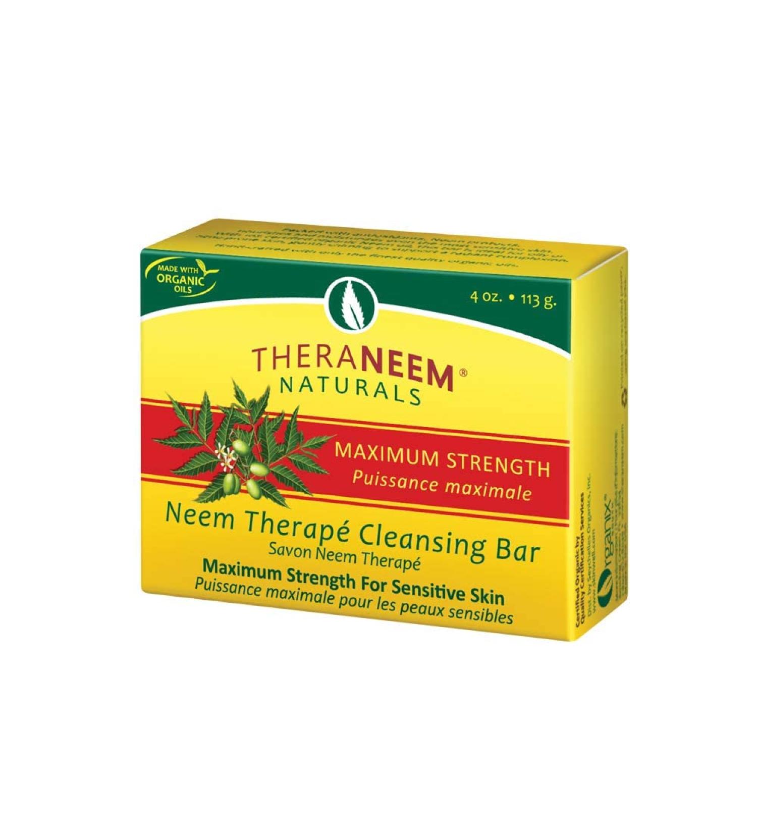 TheraNeem Neem Therapeutic Cleansing Bar - Maximum Strength Neem Oil Soap for Sensitive Skin Soothes & Hydrates | Pack of 2 4 Oz Each - Buy Internationally - Buy Online on GoSupps.com
