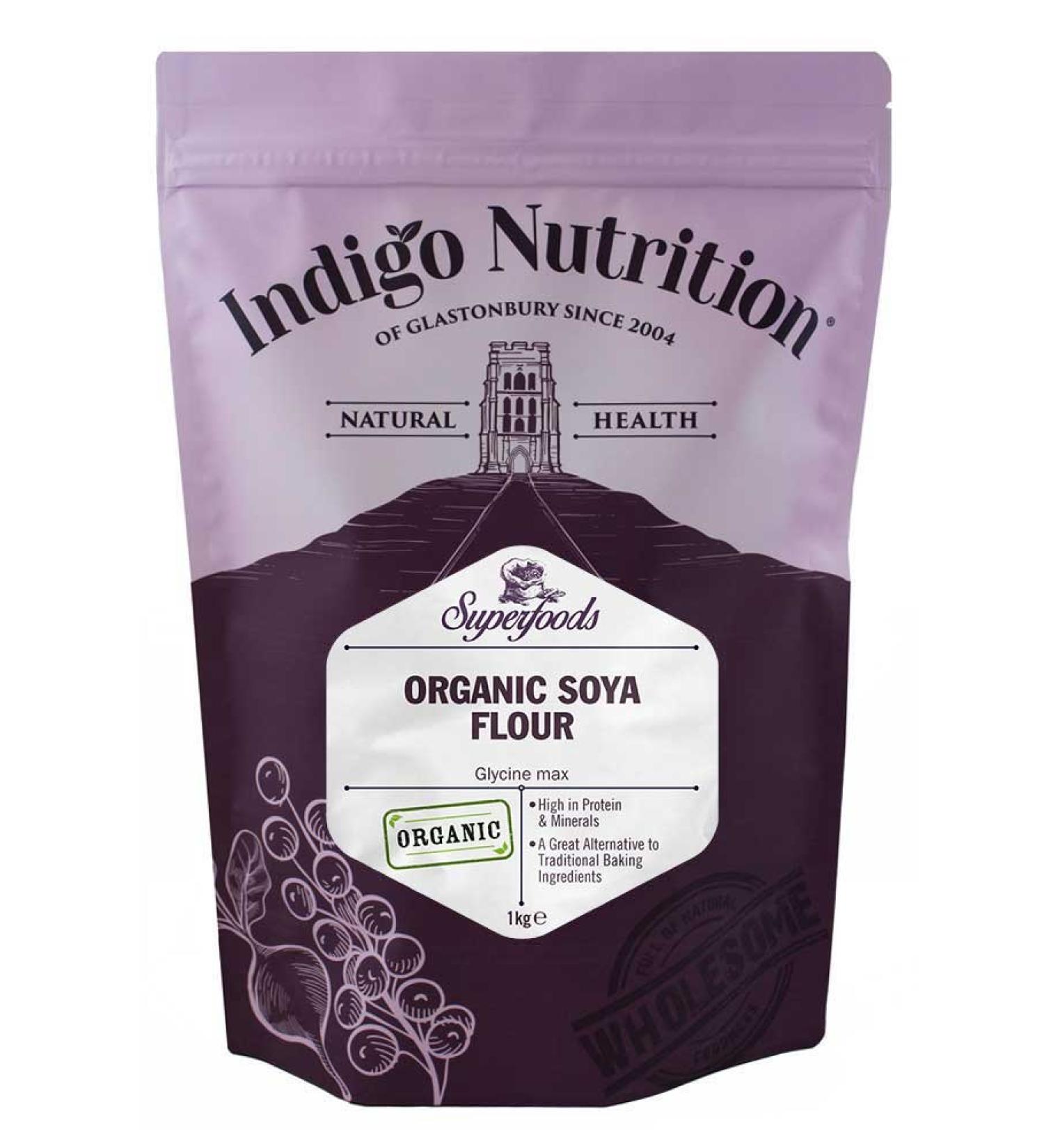 Indigo Herbs Organic Soya Flour 1kg - High Quality Soy Flour for Baking and Cooking - Buy Online on GoSupps.com