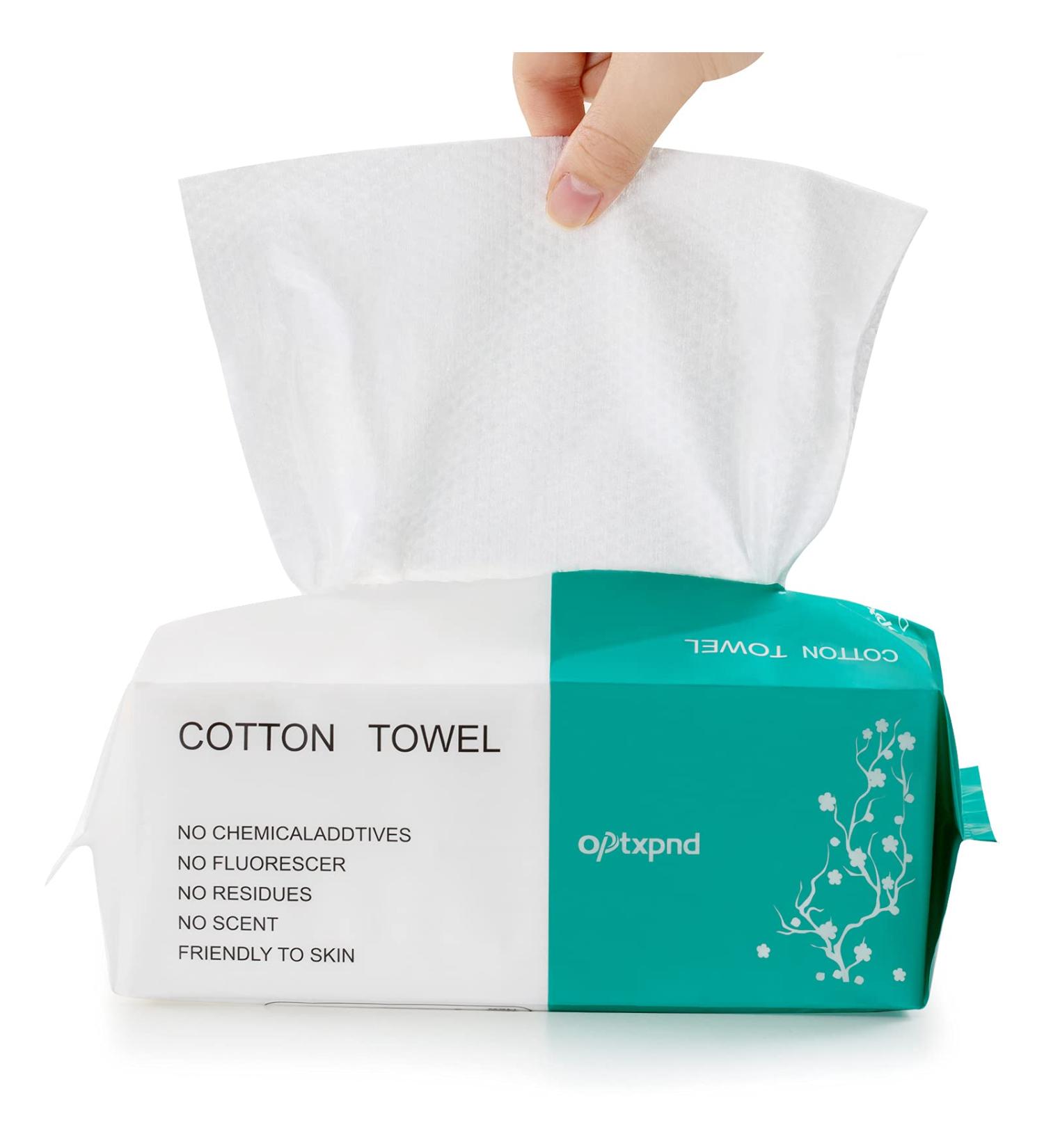 Disposable Cotton Face Towels for Cleansing and Skincare - Pack of 100 - Buy Online on GoSupps.com