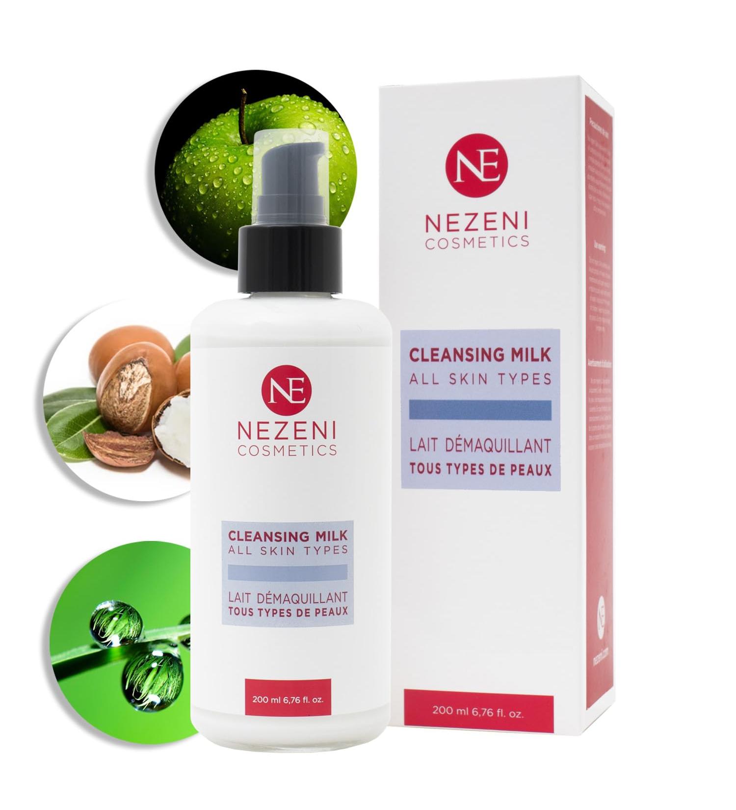 Nezeni Lait Nettoyant Visage D maquillant pour Tous Types de Peaux et Peaux Sensibles 200 ml | 4 ingr dients actifs | V g talien | FAIBLE EN CONSERVATEURS - Buy Online on GoSupps.com