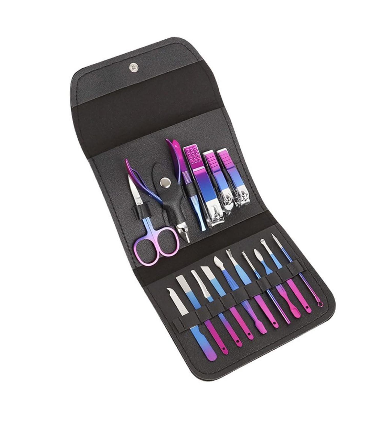 Nail Clipper Set 16-piece Colorful Nail Scissors Set Home Manicure Tools Suitable for Travel and Beauty Portable Travel Beauty Kit Nail Trimming Kit 01 - Buy Online on GoSupps.com