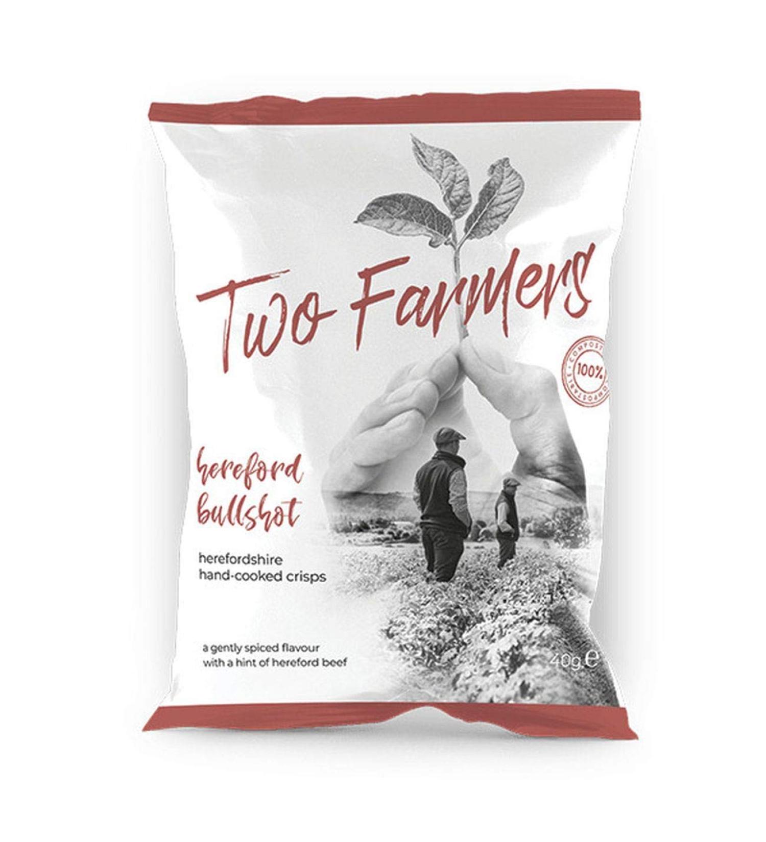 6 x Two Farmers Natural Hereford Bullshot Crisps 40g Plastic Free!