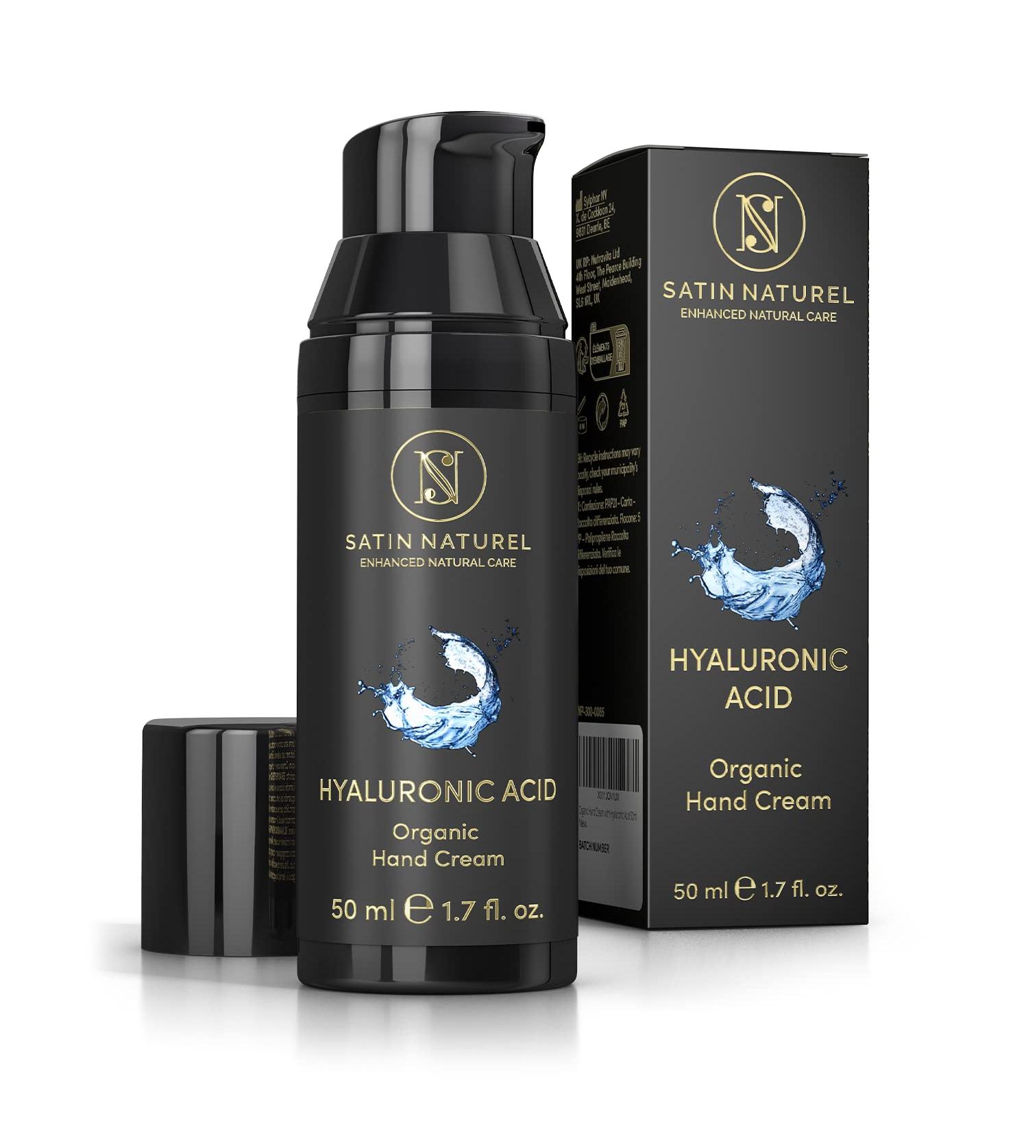 Buy Anti-Fold Organic Hand Cream - Moisturizing Hyaluronic Acid Aloe Vera & Shea Butter - 50 ml Natural Cosmetics - Perfect Christmas Gift for Women - Satin Natural - Buy Online on GoSupps.com
