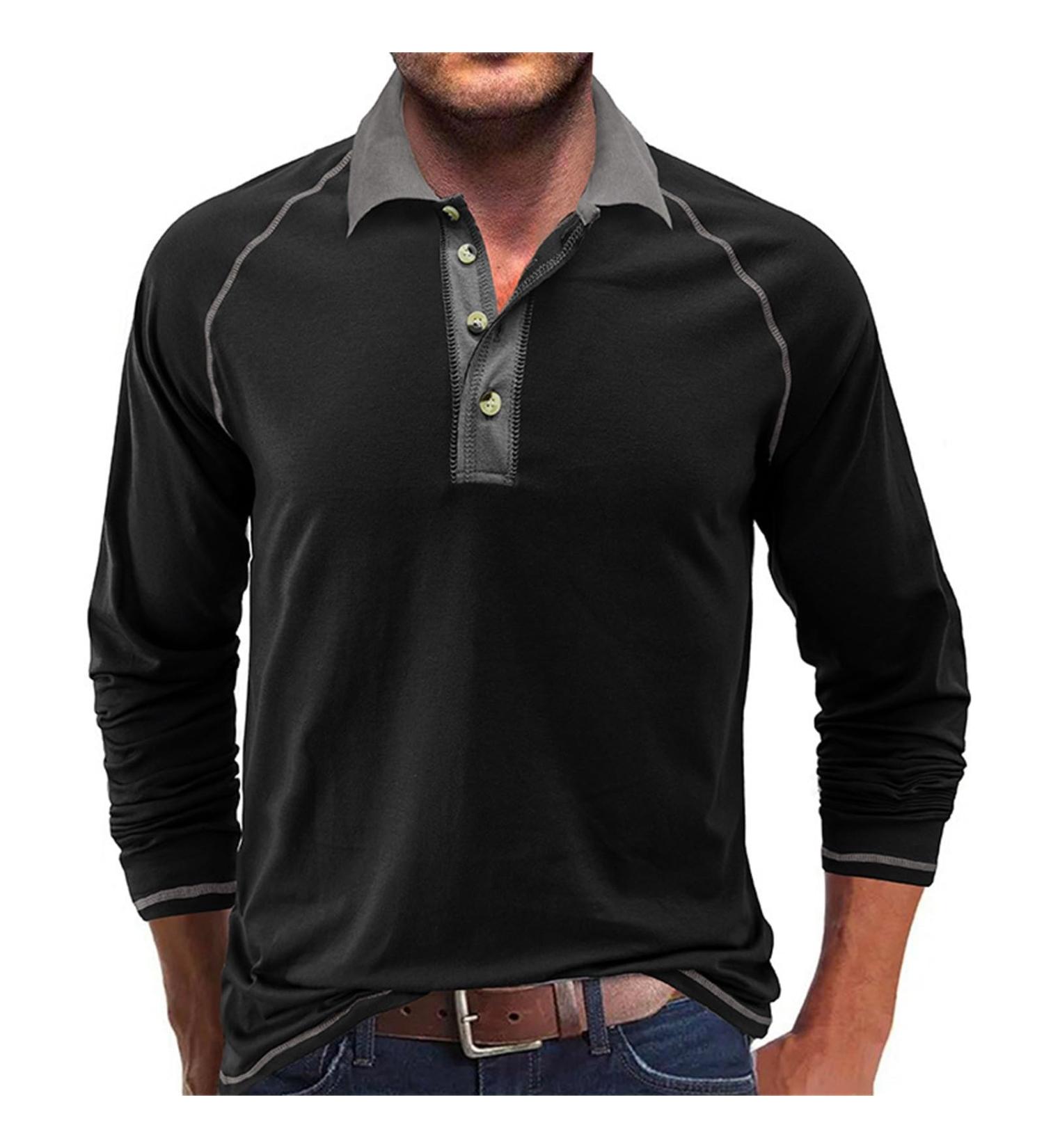 Shop Autumn Men's Fashion: Comfortable Casual Long Sleeve Black T-Shirt - XXL | International Shipping Available - Buy Online on GoSupps.com