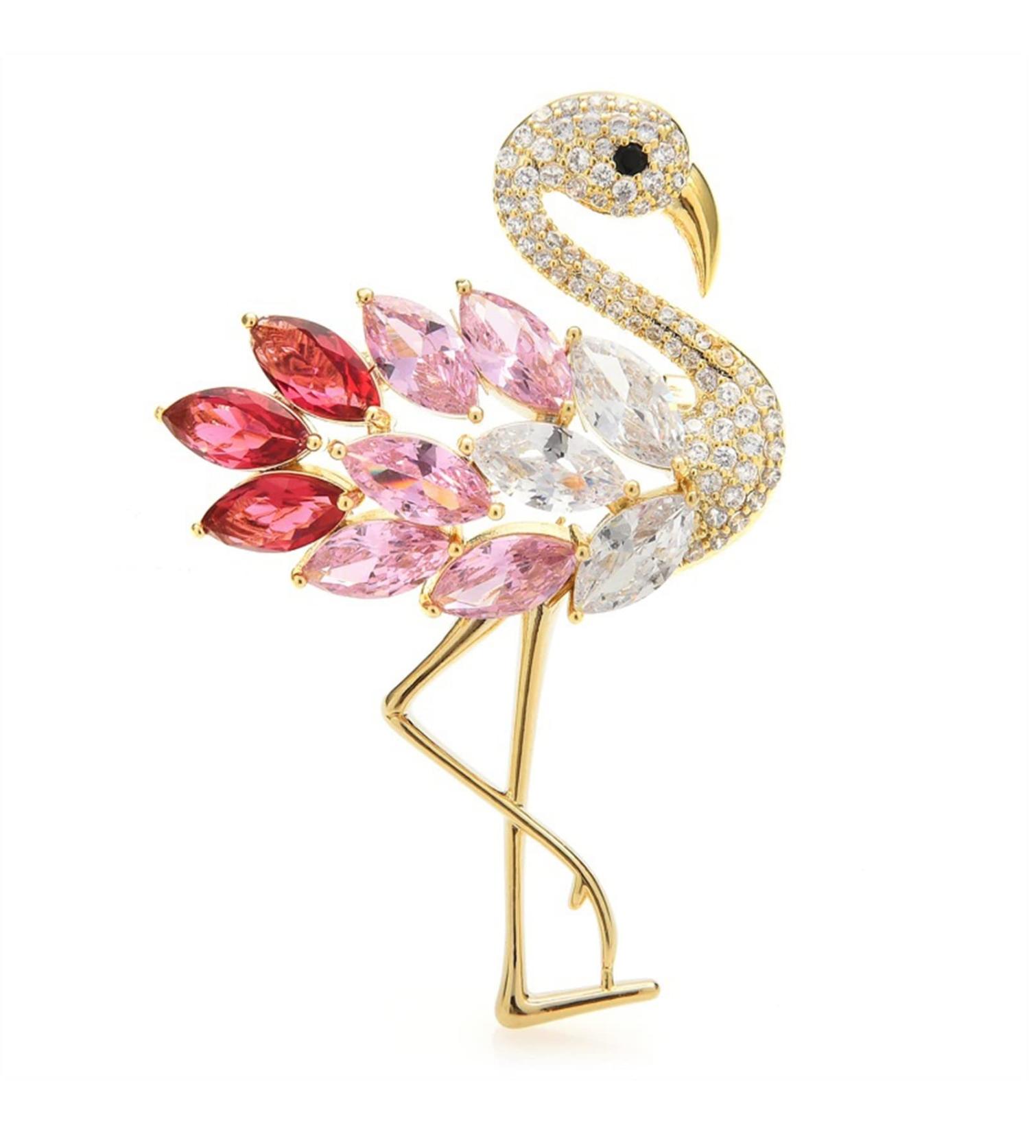 WIPPWER Pin Jewelry Gifts for Women Ladies Fashion Accessories Ladies Elegant Luxury Flamingo Bird Brooch Cubic Zirconia Bird Wedding Banquet Brooch Brooches & Pins - Buy Online on GoSupps.com
