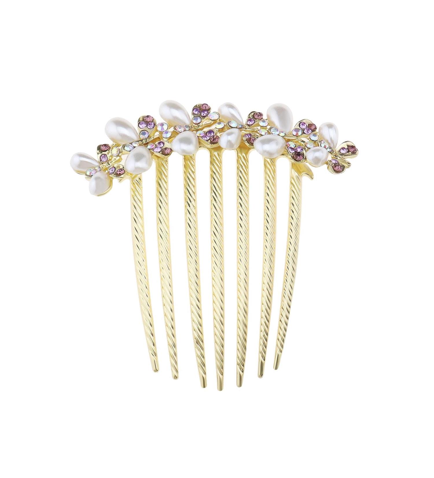 SG Store Flower Hair Comb - Rhinestone Wedding Bridal Headpiece | Decorative Hair Accessory for Women & Girls | Purple Hairstyle Enhancer - Buy Online on GoSupps.com