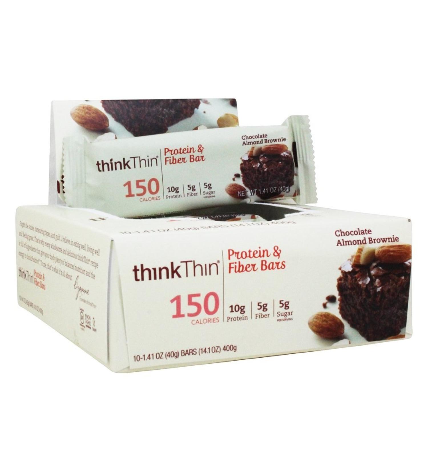 Think! Protein & Fiber Bars - Chocolate Almond Brownie (10 x 1.41 oz) | Healthy Snack - Buy Online on GoSupps.com
