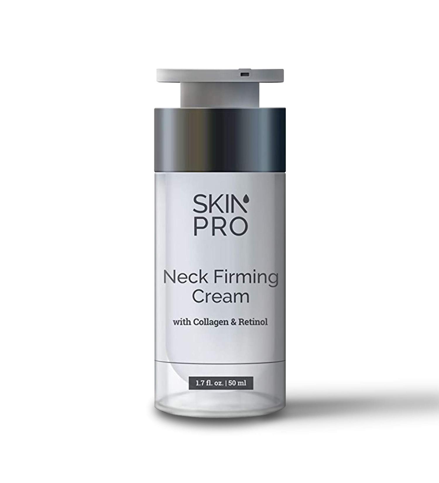 SkinPro Neck Firming Cream with Retinol Serum, Marine Collagen & Peptides - Tighten and Firm Neck Skin - Buy Online on GoSupps.com