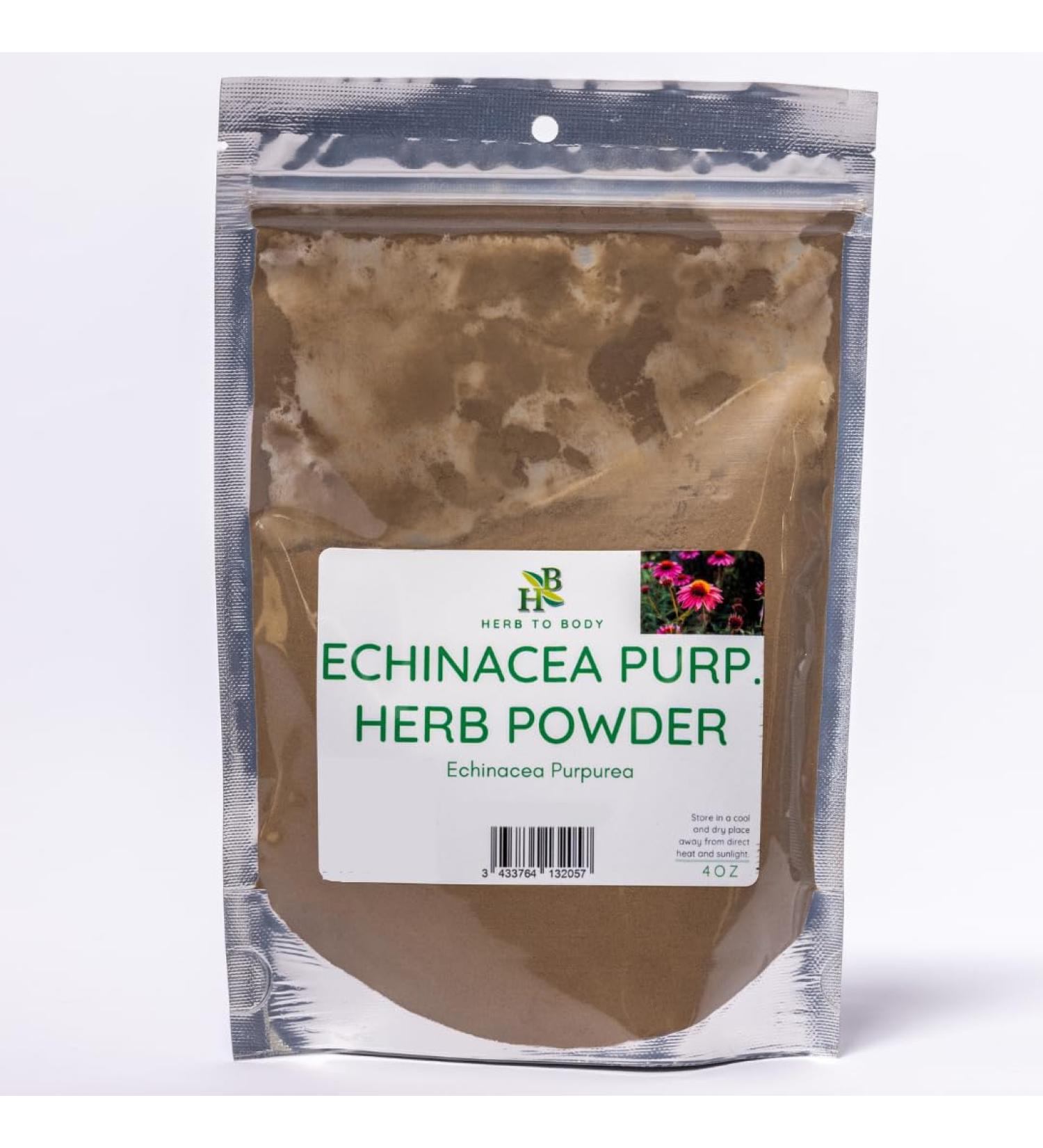 Herb To Body Echinacea Purpurea Powder 4oz Wildcrafted Ground Echinacea Herb for Herbal Tea Smoothies and DIY Tinctures