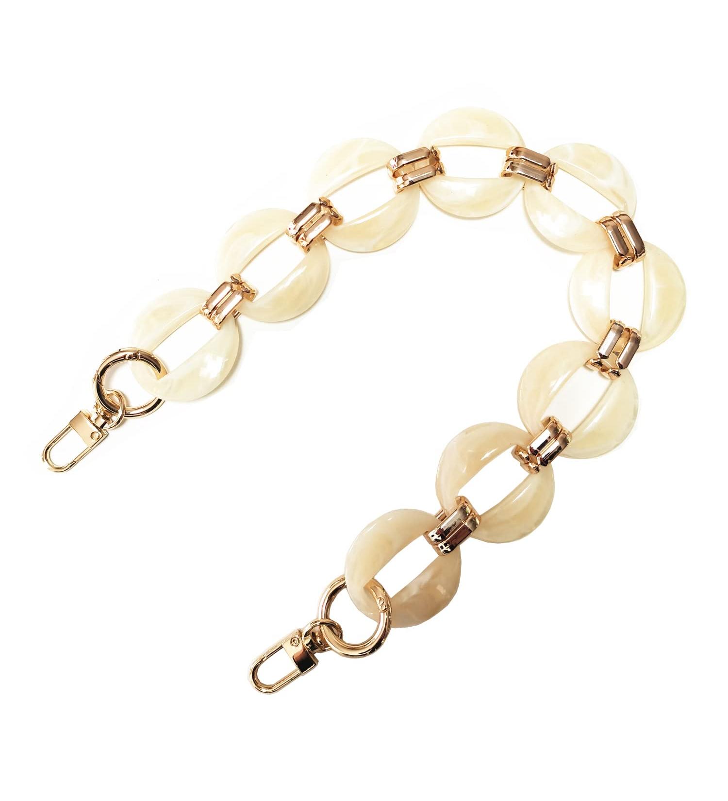 Torostra Purse Resin Chain Handle Strap Acrylic Chain Replacement Strap for Handbag Fashion Chain Strap for Evening Clutch Bag (Big Circle Apricot)