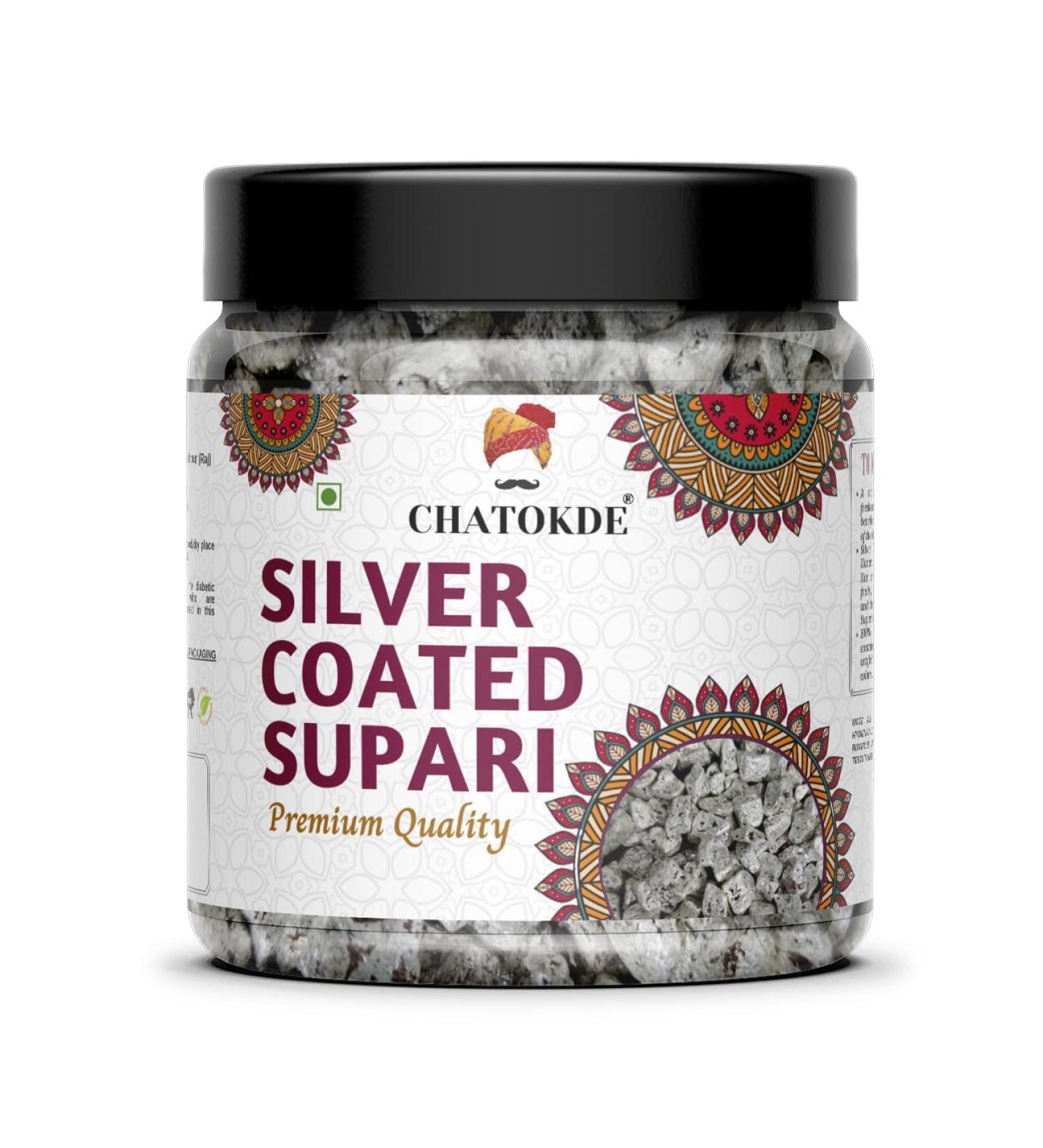 CHATOKDE Premium Supari (Silver Coated Supari - 200g)_Packing May Vary