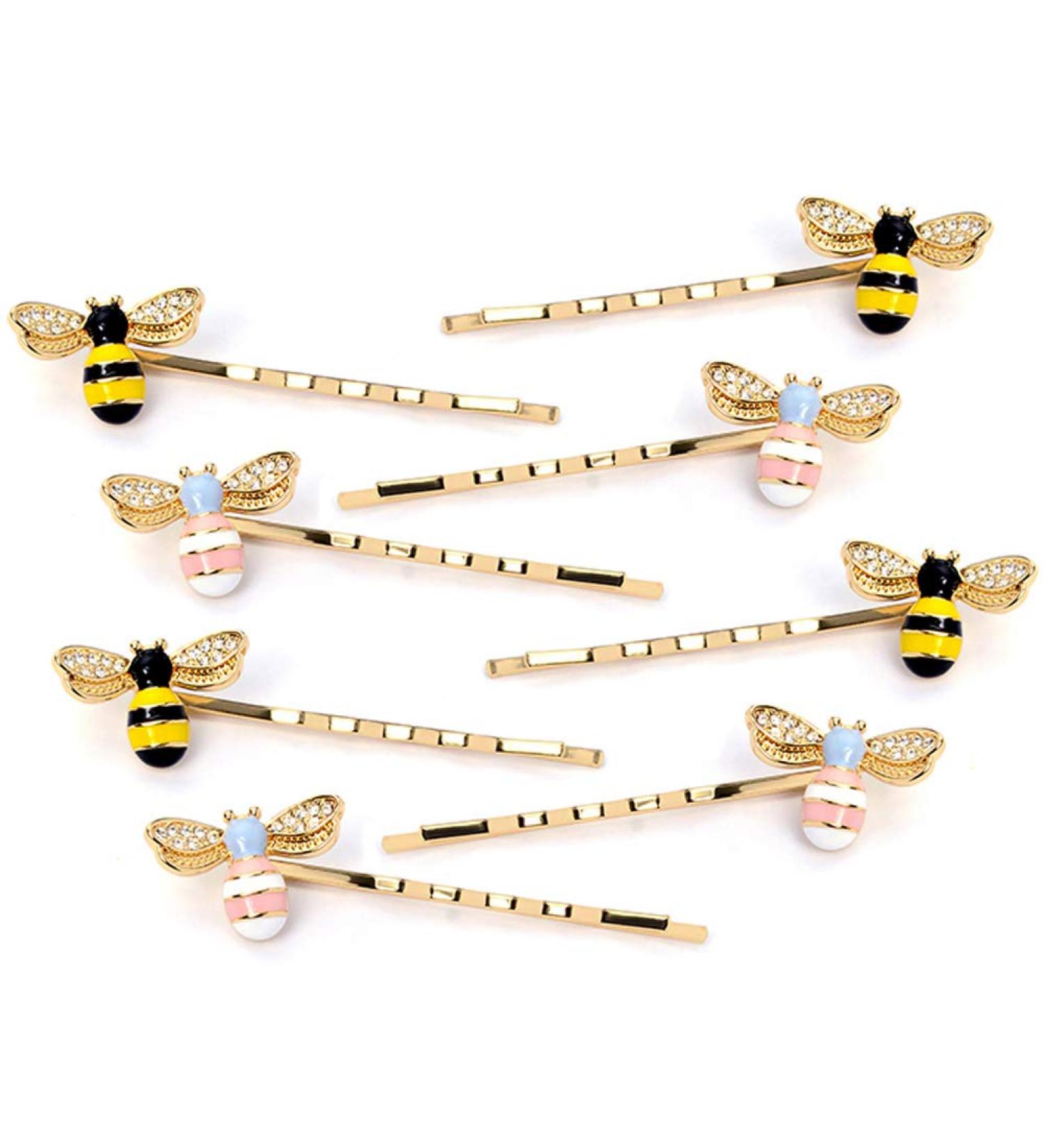 Exquisite Alloy Crystal Bee Hairpin Side Clip Set for Women and Girls (8pcs, 2 Colors) - Wedding Party Hair Accessories - Buy Online on GoSupps.com