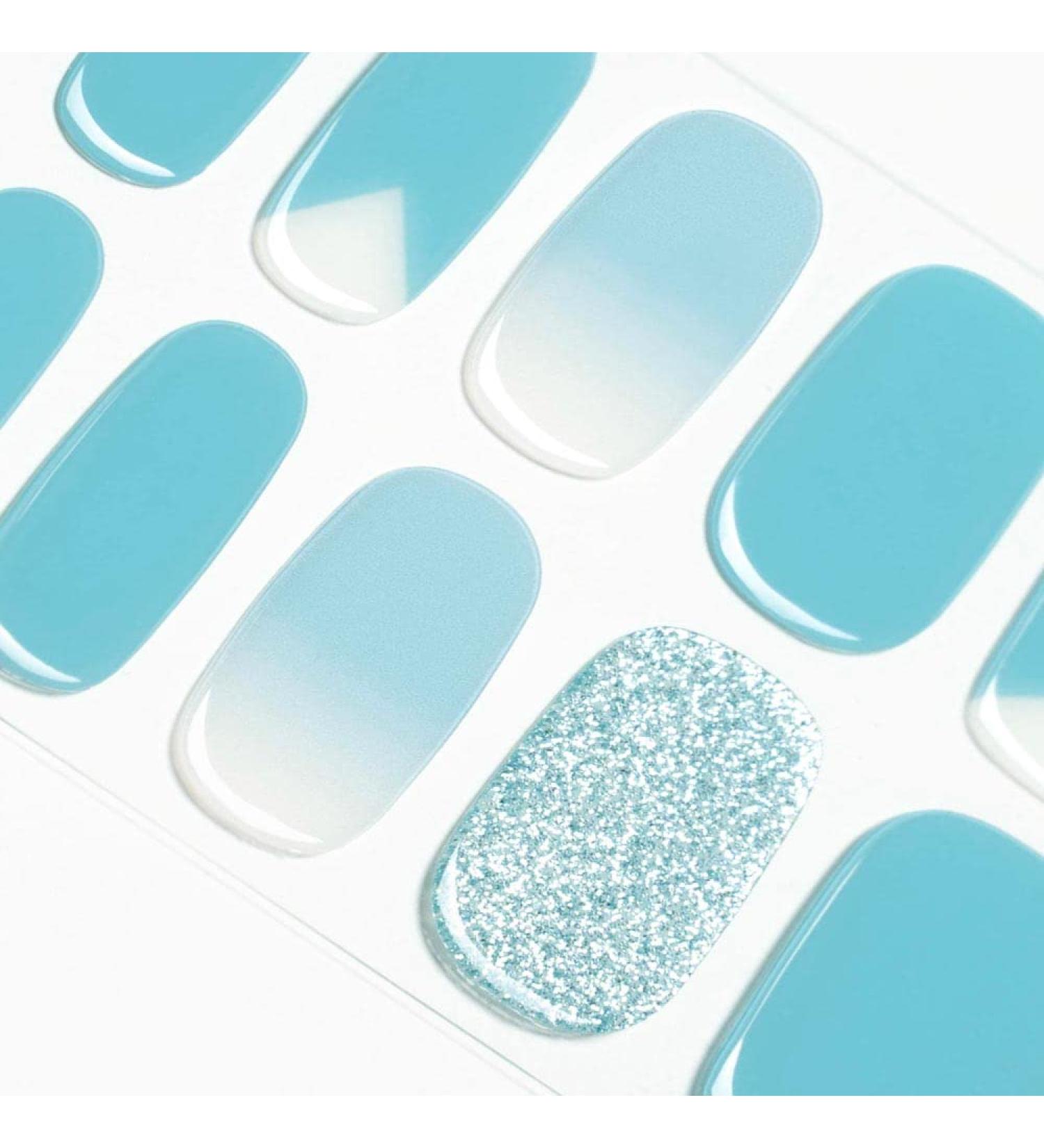 DANNI & TONI Sea Breeze Gel Nail Wraps Set - 28 Stickers, Salon-Quality Manicure Stickers with Sky-Blue Design - Buy Online on GoSupps.com
