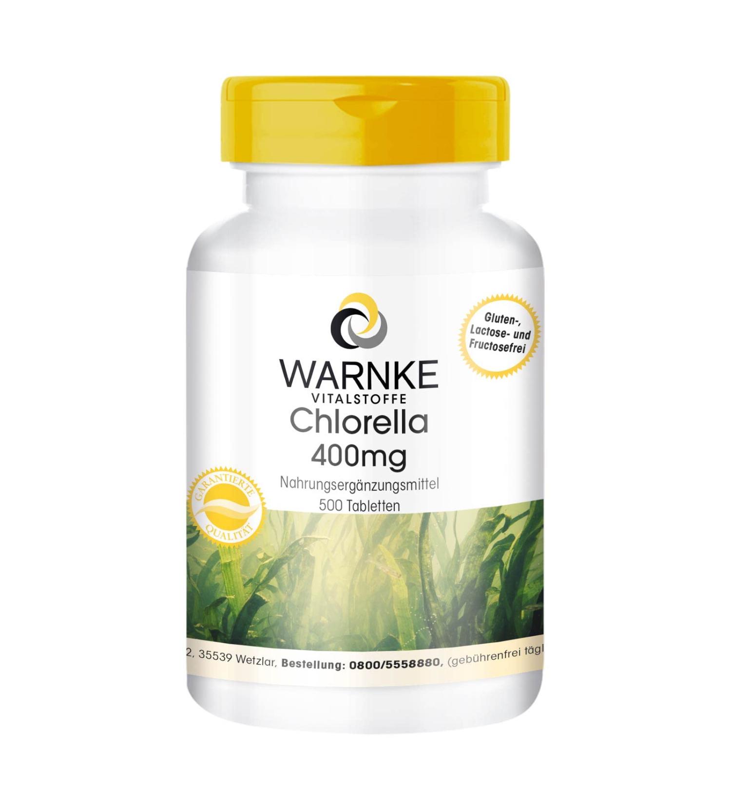 Buy Chlorella 400 mg - Vegan Algae Powder with Chlorophyll & Vitamin B12 - 500 Tablets - Premium Quality from Warnke Vital Substances - Buy Online on GoSupps.com