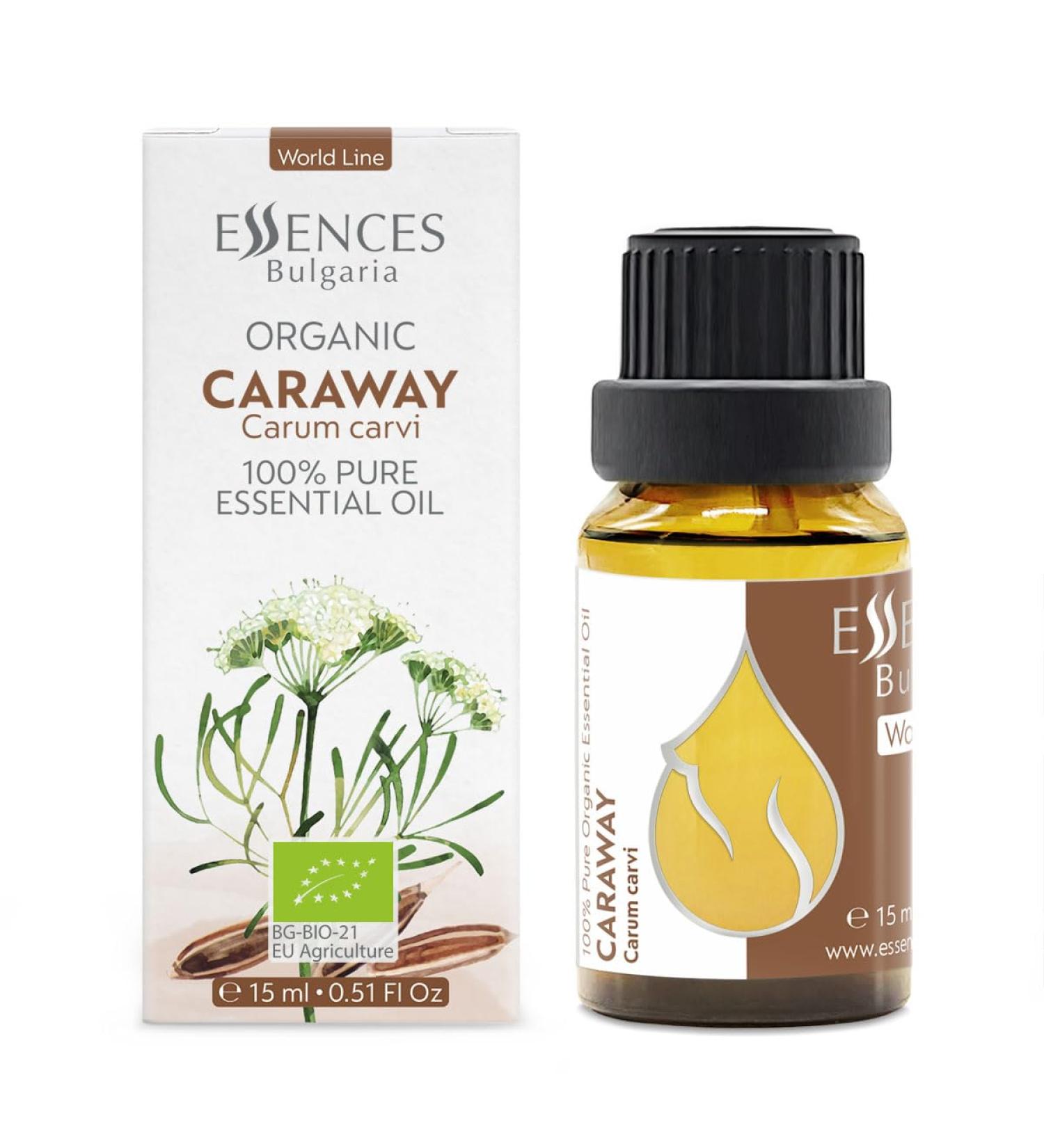 Organic Caraway Essential Oil 15ml - 100% Pure & Natural | Therapeutic Grade Aromatherapy | Cruelty Free, Non-GMO, Vegan - Essences Bulgaria - Buy Online on GoSupps.com