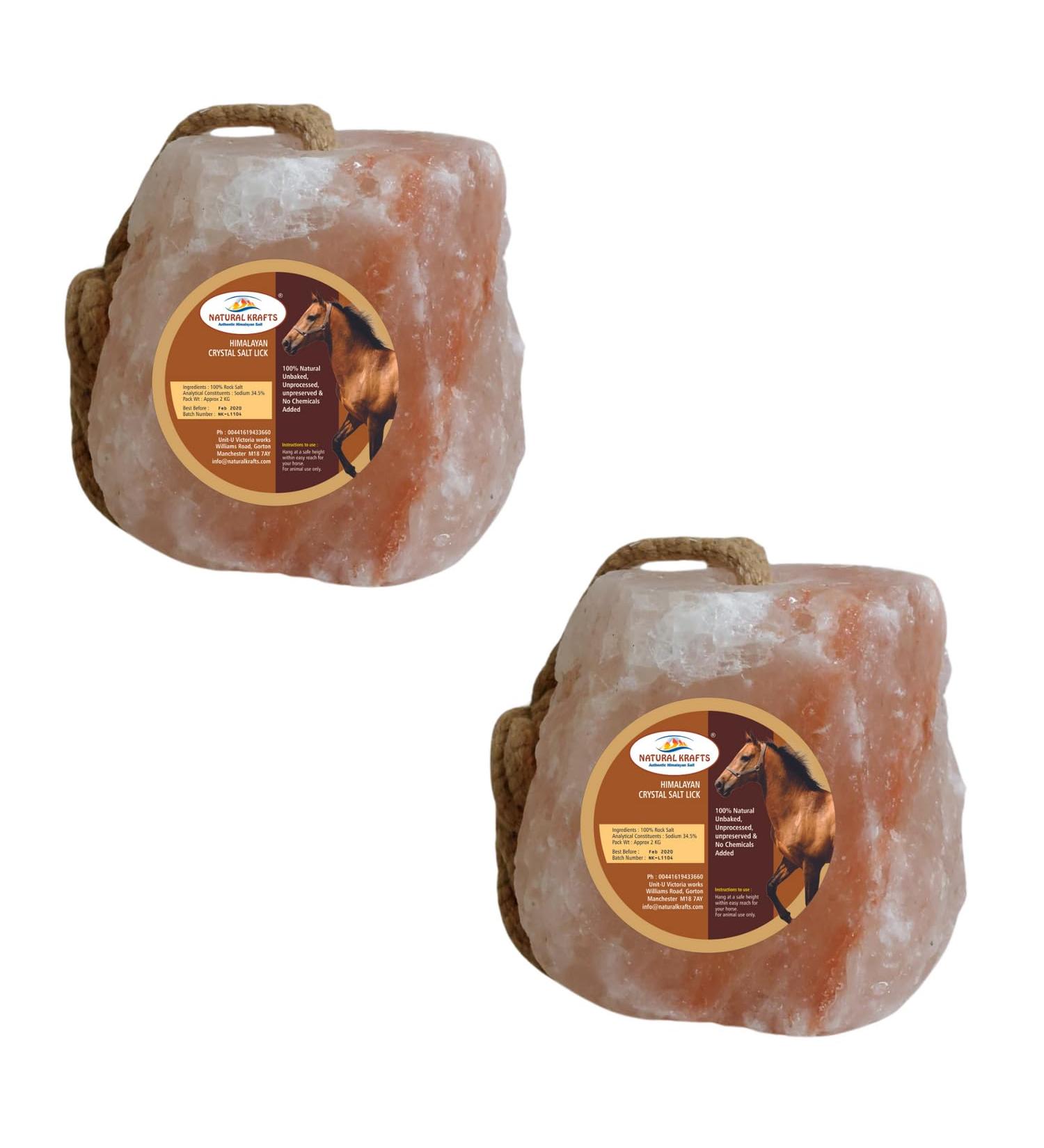 Himalayan Salt Lick With Rope Pack of 2 Blocks About 2-3 Kg Approx. Suitable For Horses Cattle Cow Sheep Pink Lick Stone Natural for Livestock From Punjab Pakistan - Buy Online on GoSupps.com
