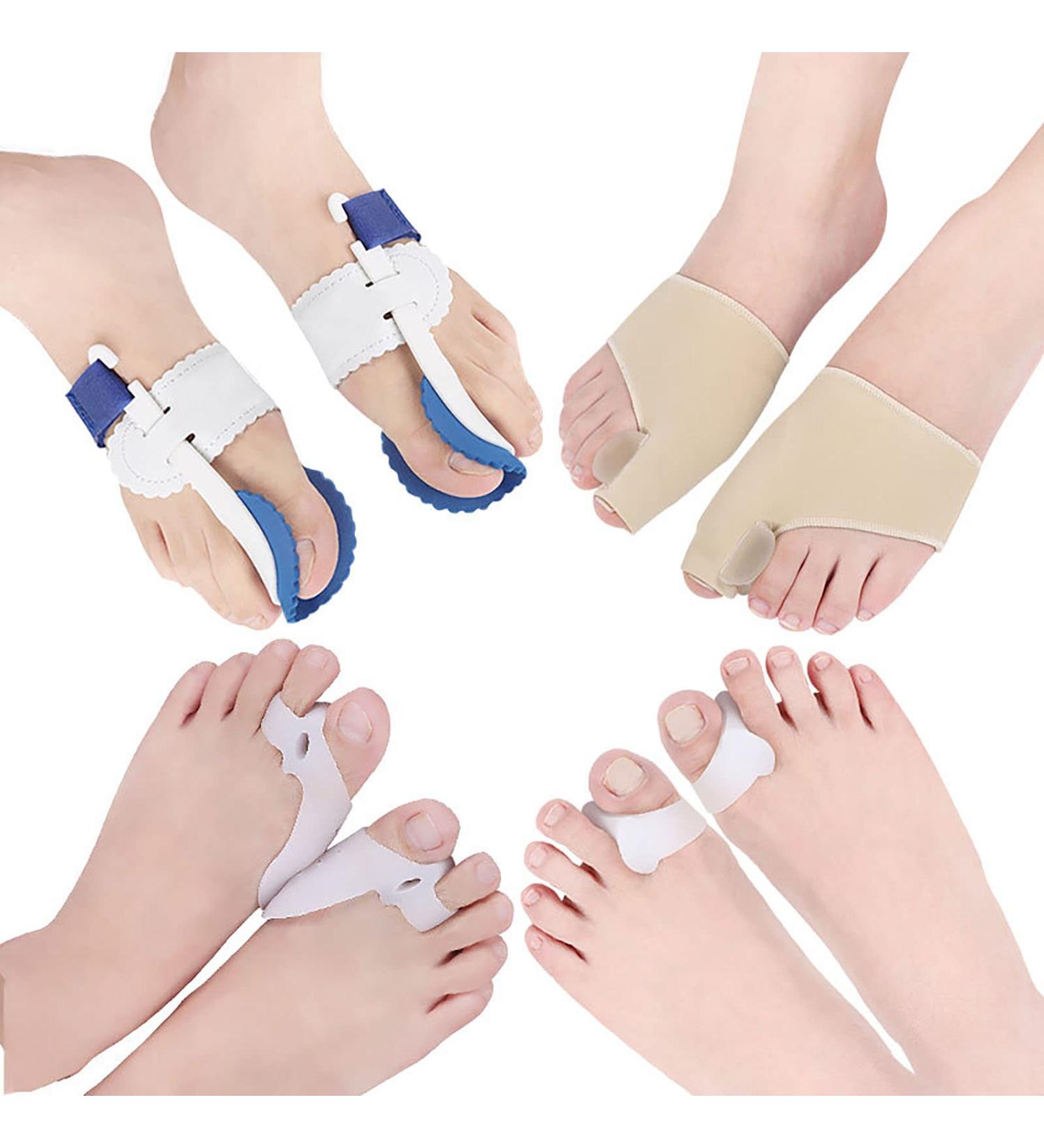Alinzo Bunion Splint (8PCs) - Effective Hallux Valgus Pain Relief Non-Surgical Correction for Bunion & Hammer Toe - Comfort Fit Forefoot Sleeves - Buy Online on GoSupps.com