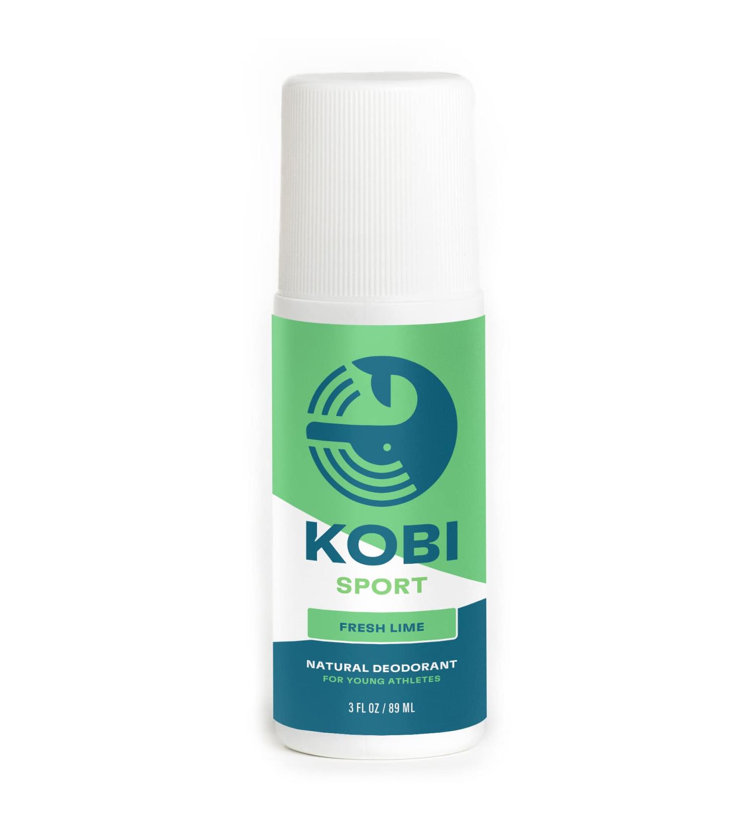 Kobi Sport Deodorant for Boys - 24 Hour Odor Protection - Natural & Aluminum-Free - Made in USA - Fresh Lime Scent - Buy Online on GoSupps.com