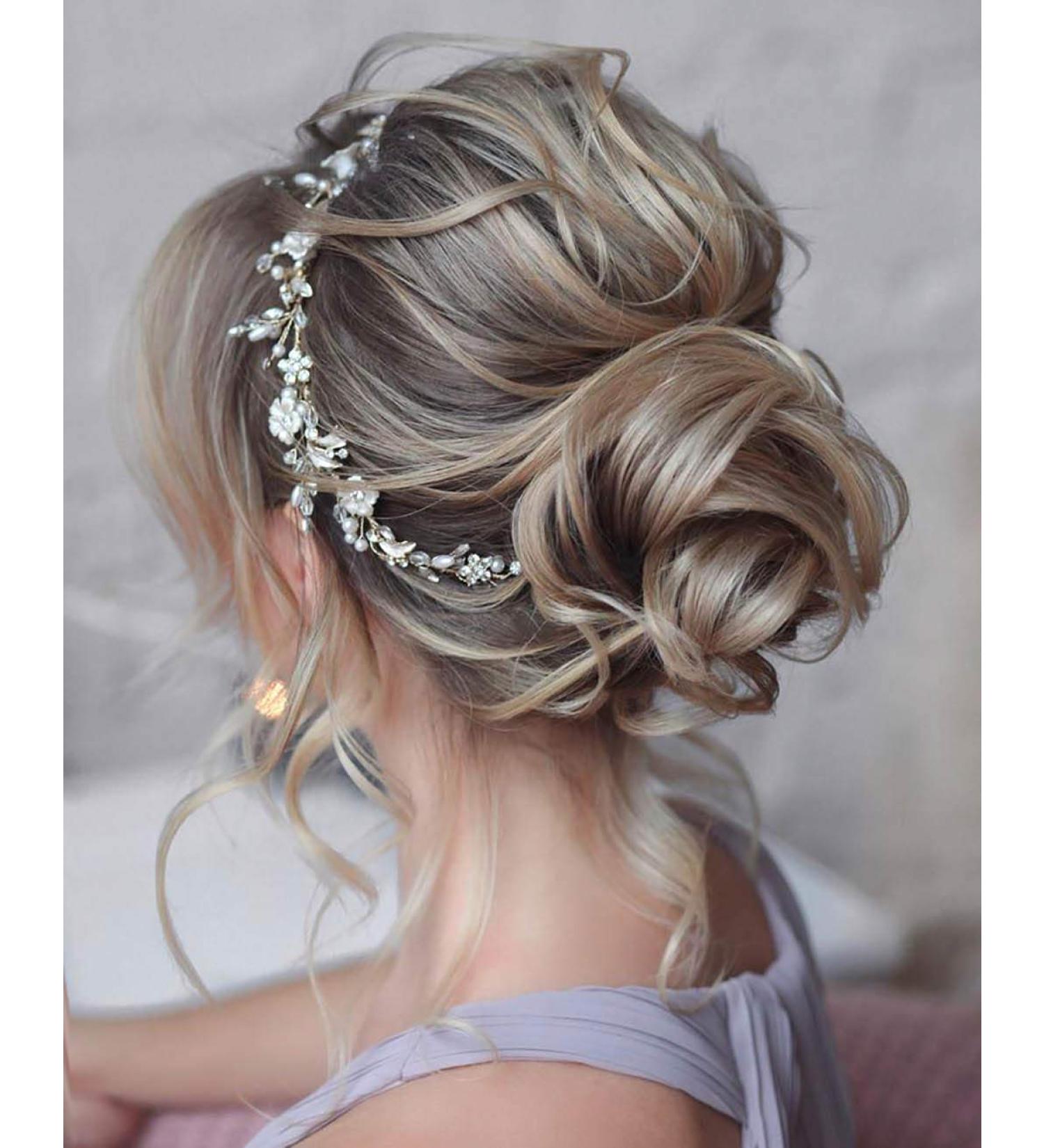 Unicra Silver Flower Bridal Hair Vine | Crystal Wedding Hair Accessories for Women & Girls - Buy Online on GoSupps.com