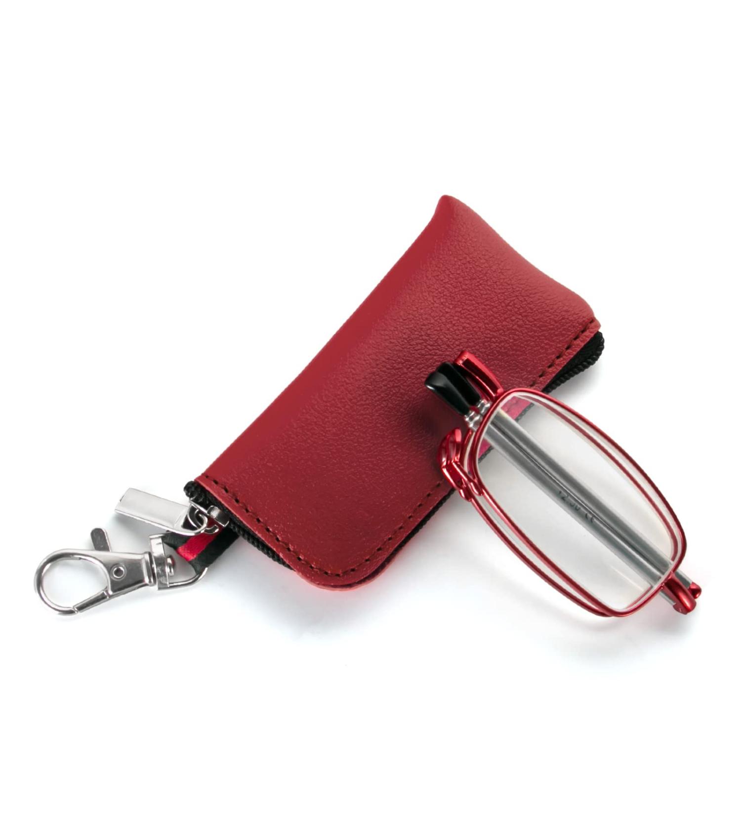 Buy MMOWW Foldable Reading Glasses for Men & Women - Mini Anti Blue Light Glasses with Telescopic Pole & Zipper - Red (+1.0) - Buy Online on GoSupps.com