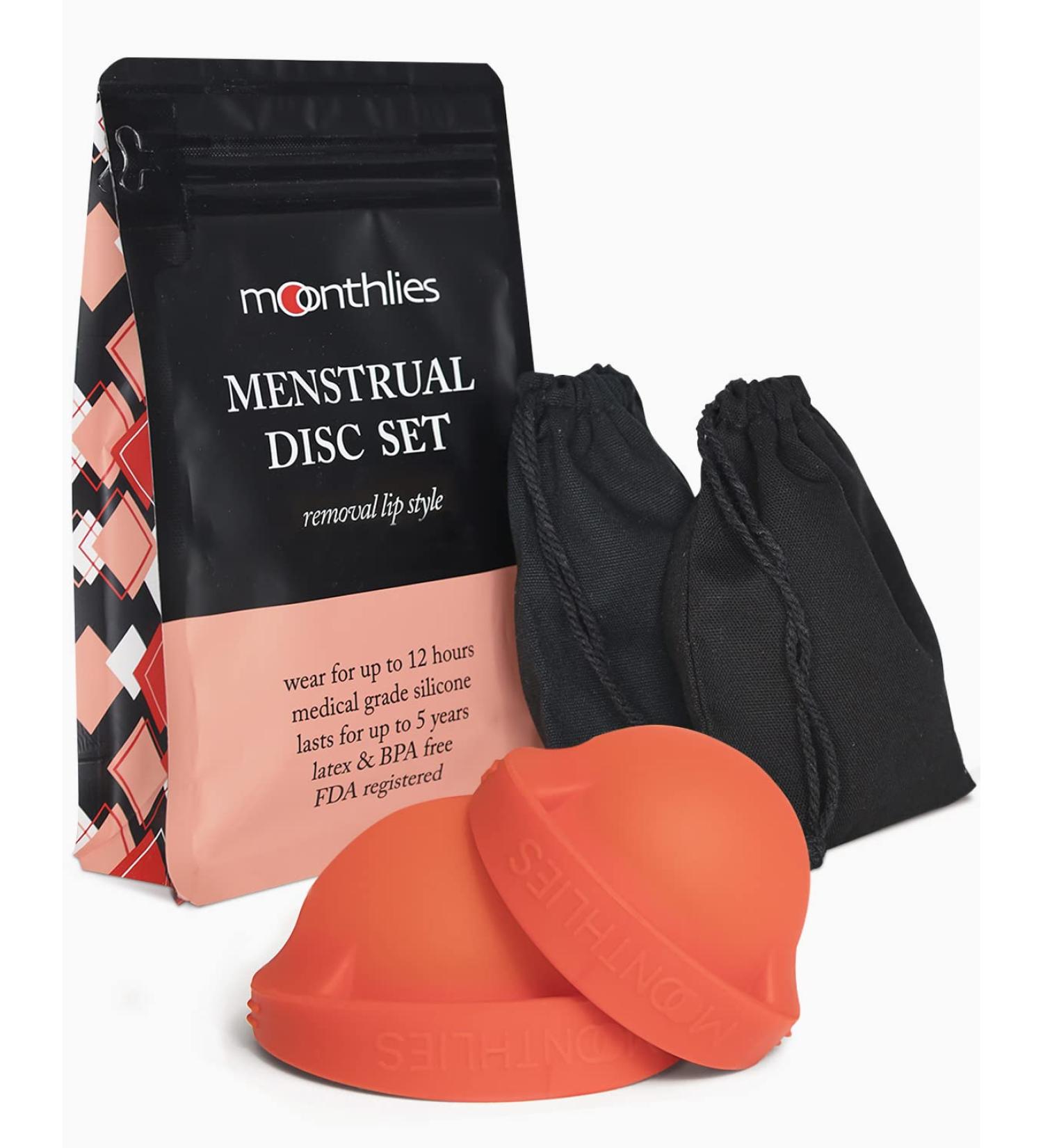 MOONTHLIES Reusable Menstrual Disc - Tampon, Pad, Cup Alternative - Red Combo Set (1 Large & 1 Small) - Buy Online on GoSupps.com