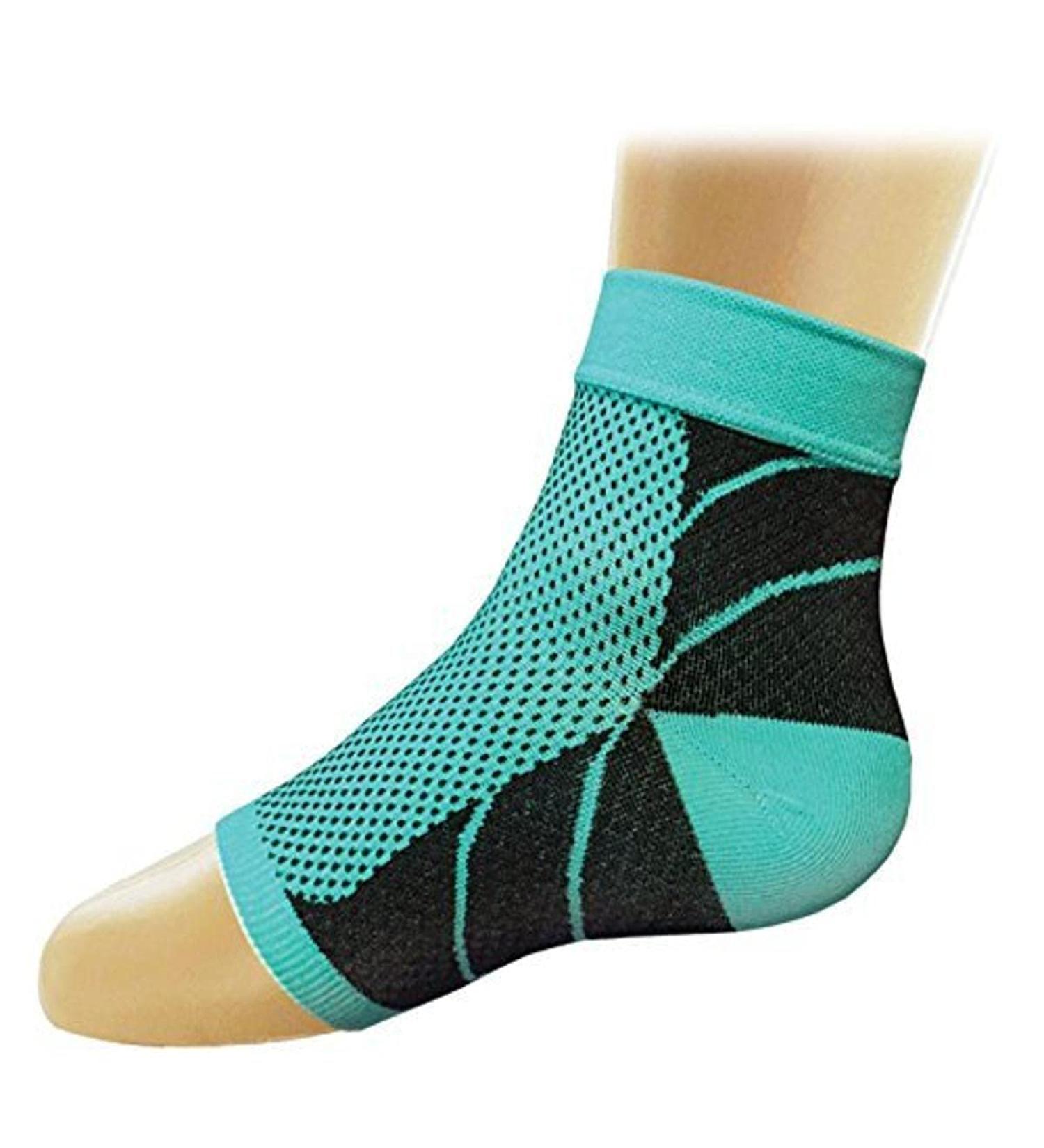 Prestige Medical Plantar Fasciitis Socks One Size Black and Sky Blue