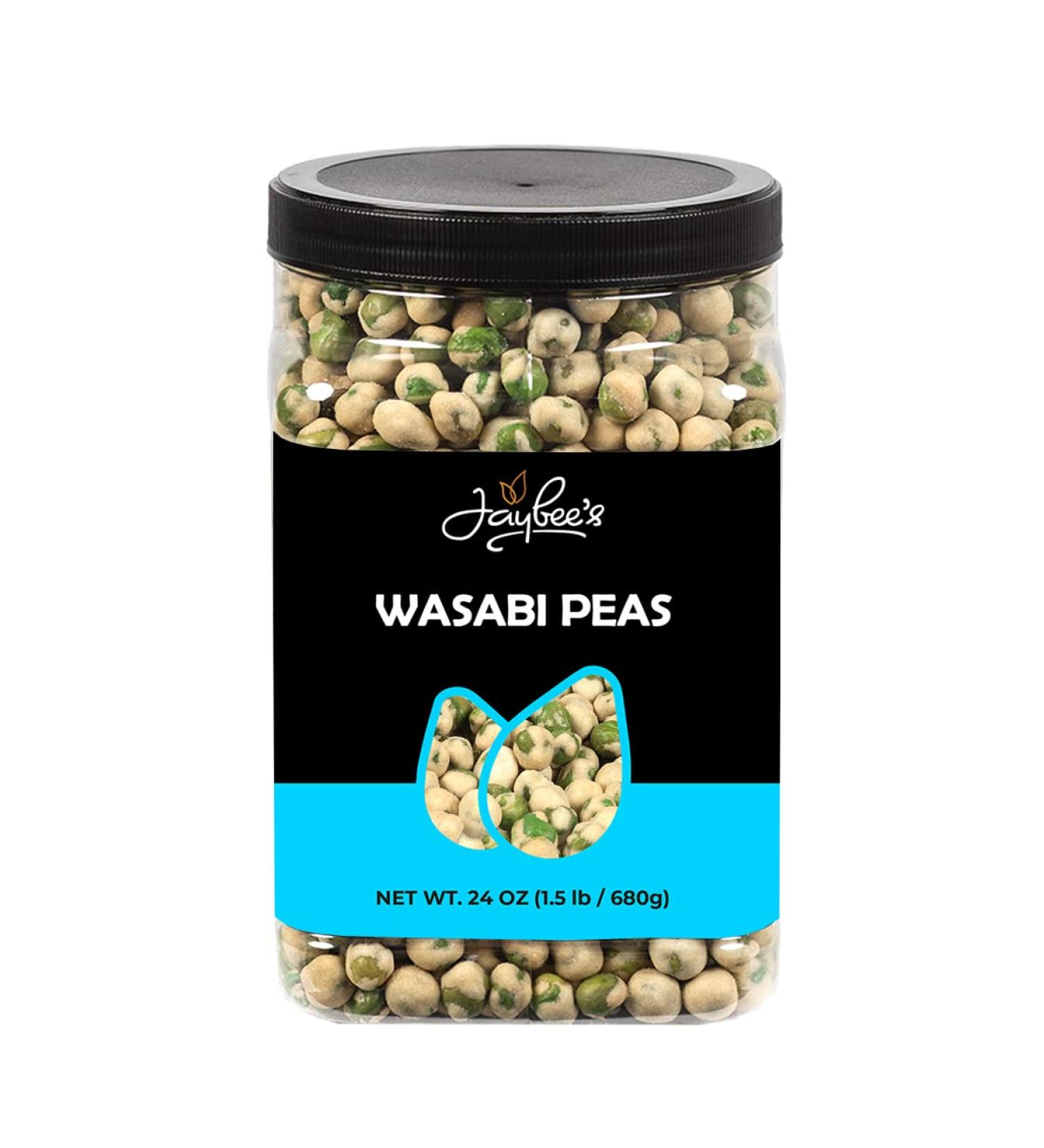 Jaybees Nuts Wasabi Peas (24 oz) - Crunchy Spicy Snack in Reusable Jar, Kosher Certified - Buy Online on GoSupps.com