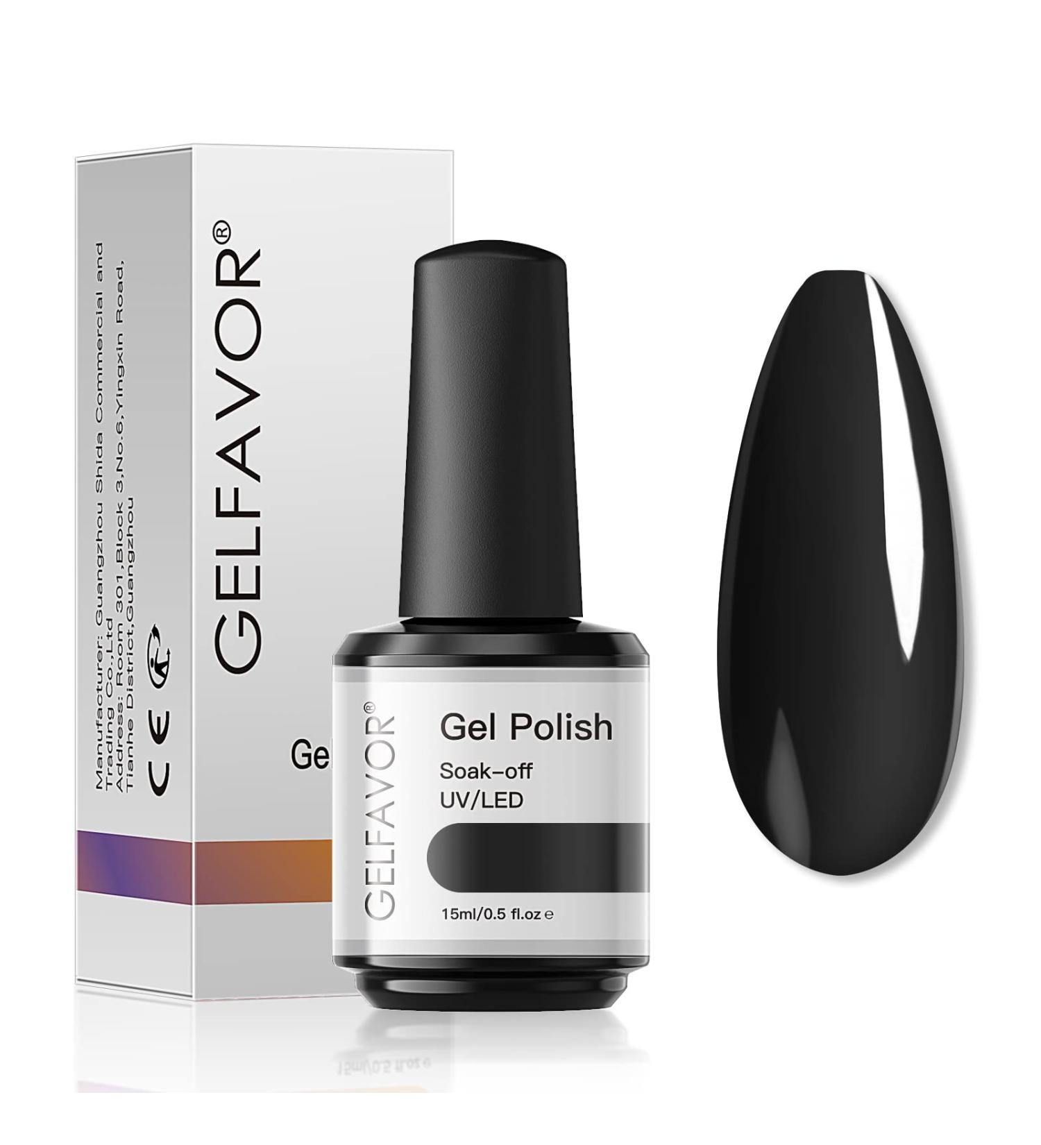 Gelfavor 15ml Black Gel Nail Polish - Long Lasting Summer/Fall Classic UV Gel Polish - Buy Online on GoSupps.com