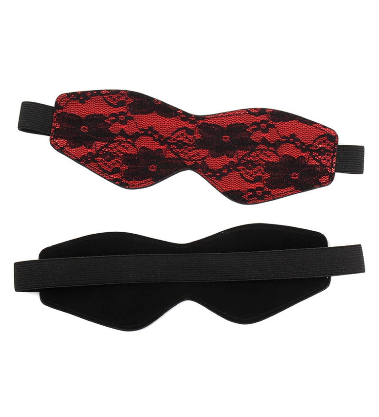 Satin Sleep Mask for Women | Comfortable Eye Cover Blindfold with Bundle Rope Tie | Perfect Valentine's Gift | Black+Red - Buy Online on GoSupps.com