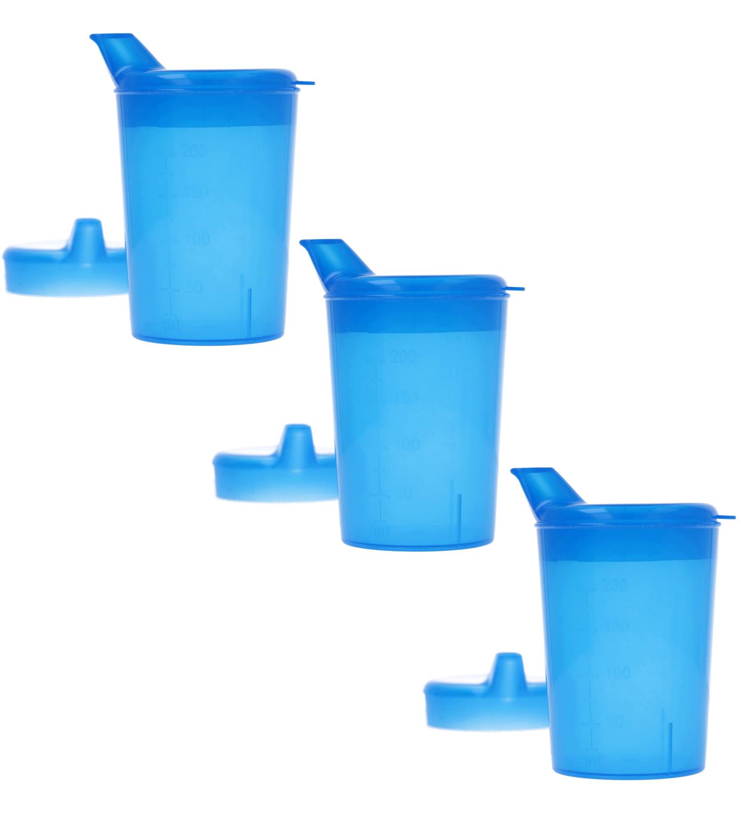 Horn Medical 3 Sack 250ml Beak Cup Set - Adult Drinking Aid with Two Lids (Large & Small) - Color Selectable (Blue) - Buy Online on GoSupps.com