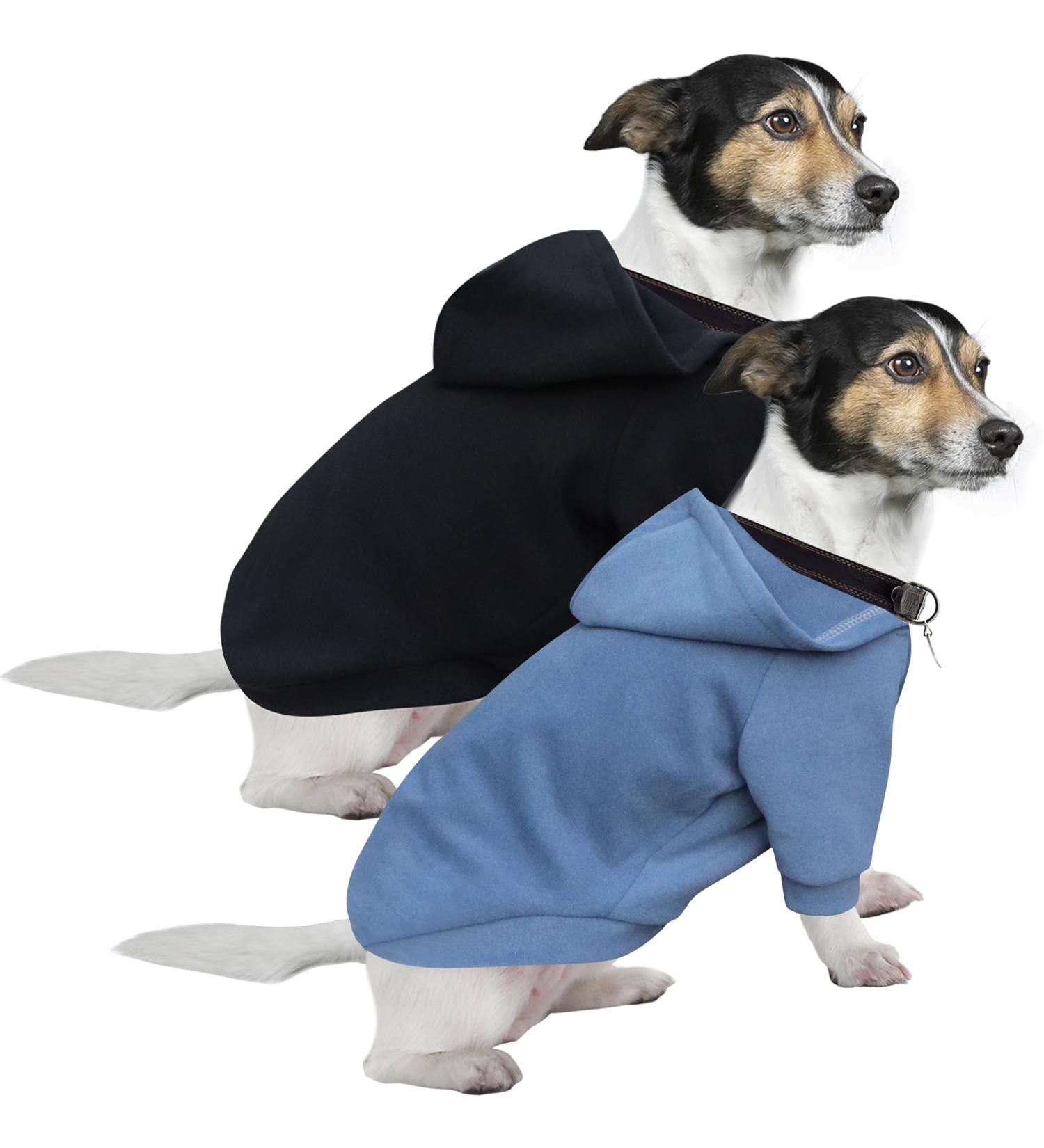 Shop Hualisiji Dog Hoodie & Sweater for Small Dogs - Lightweight Warm & Soft | Stylish Black & Haze Blue 2PC Set - Buy Online on GoSupps.com