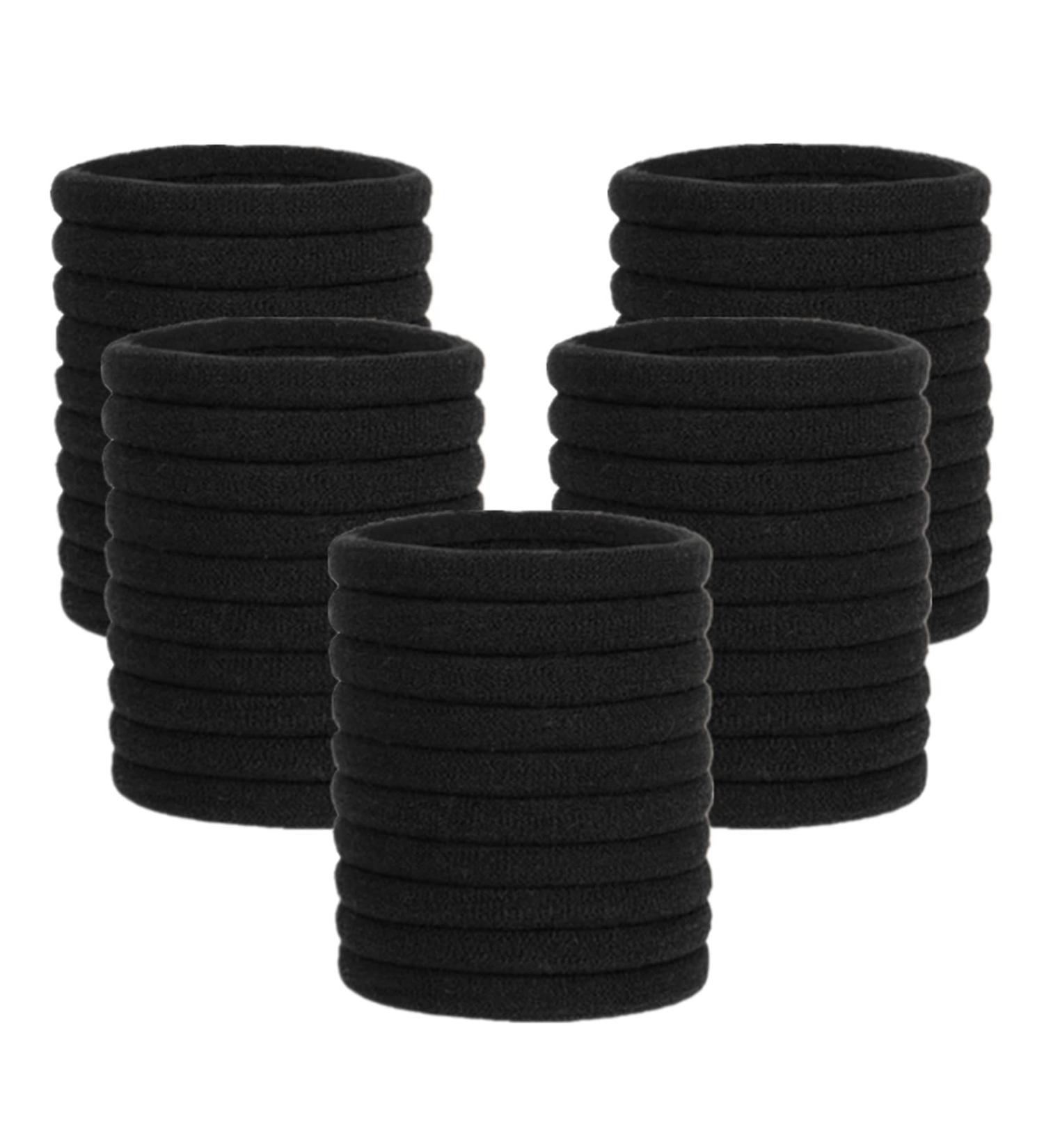 Pimoys 100 Pcs Elastic Hair Ties - Seamless Thick Black Ponytail Holders for Girls and Women - Buy Online on GoSupps.com