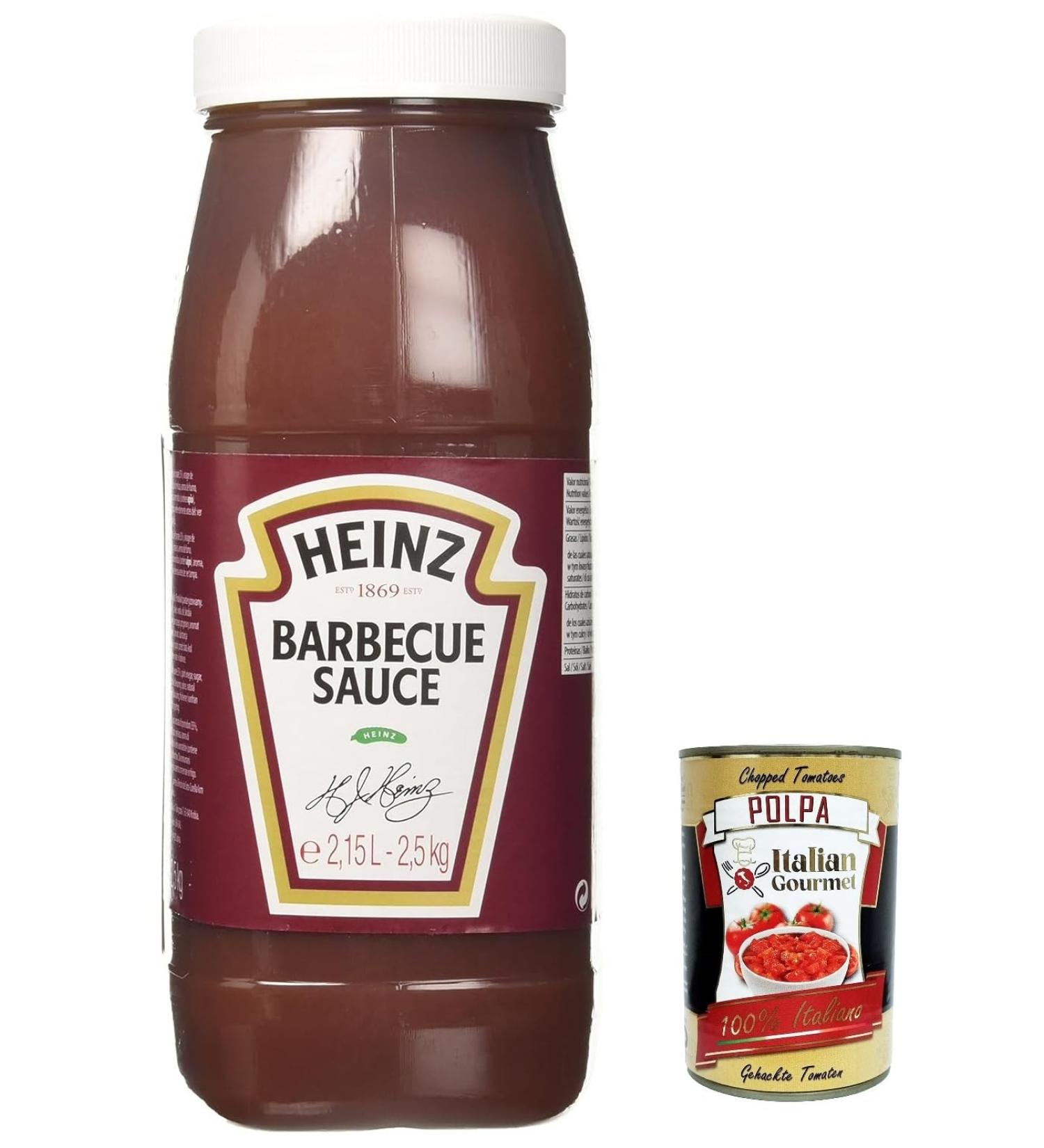  Italian Gourmet E.R. Heinz Barbecue Salsa - Smoky Flavored Sauce - 2.5 kg Squeeze Bottle + Italian Gourmet Polpa di Pomodoro - 400 g Can - Buy Online on GoSupps.com