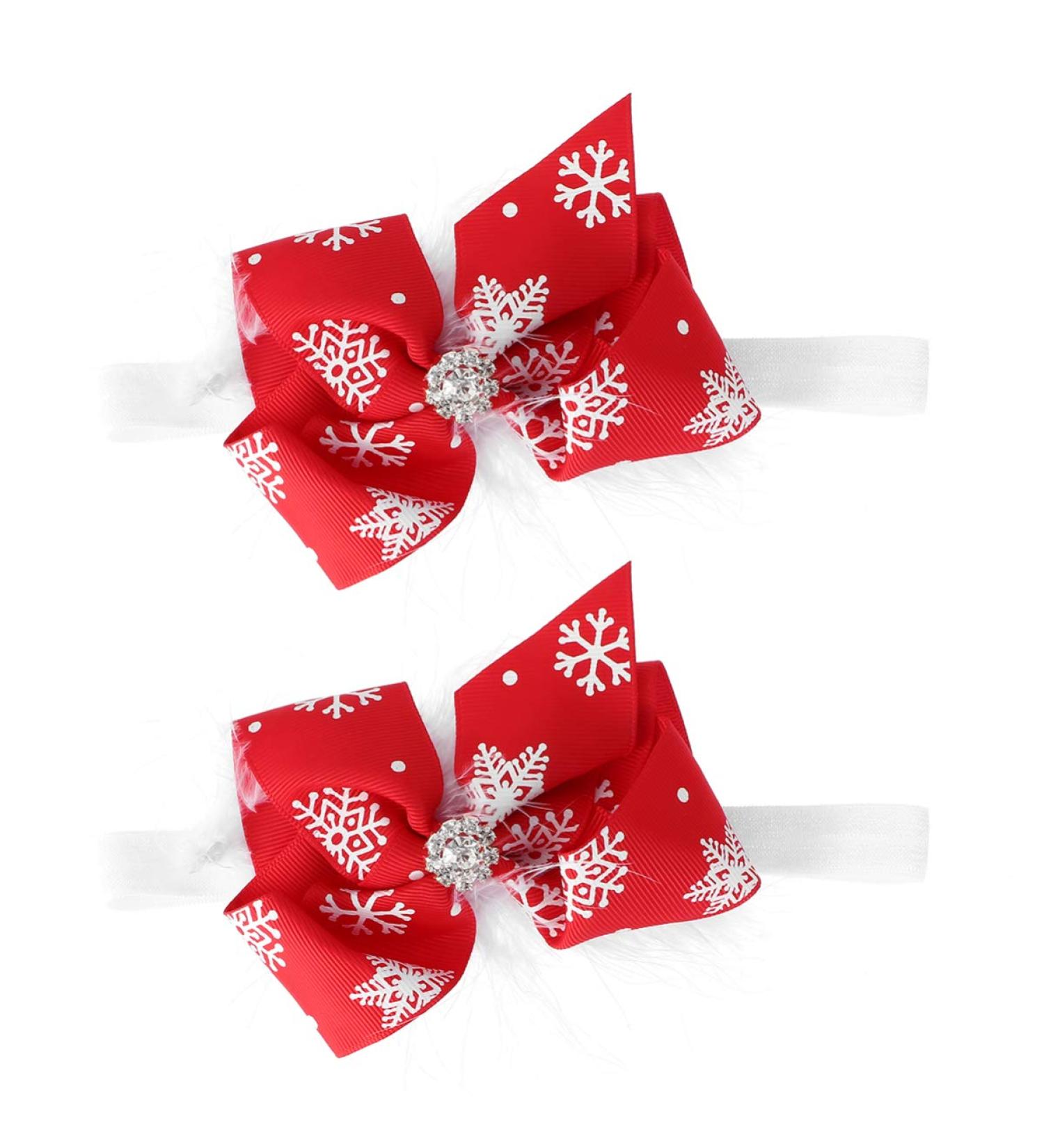 FRCOLOR 2pcs Christmas Baby Girl Headbands - Snowflake Bow-knot Hair Accessories for Infants and Toddlers - Buy Online on GoSupps.com