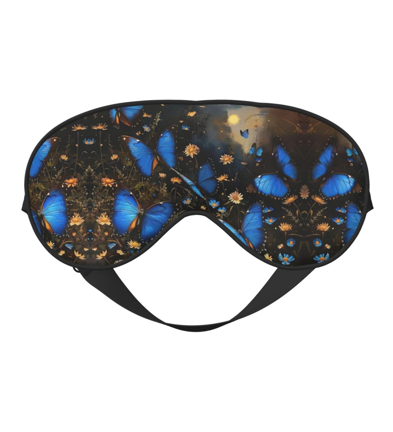 Buy Blue Butterflies Sleep Mask | Adjustable Breathable & Fashionable Eye Mask for Comfortable Sleep - International Shipping Available - Buy Online on GoSupps.com