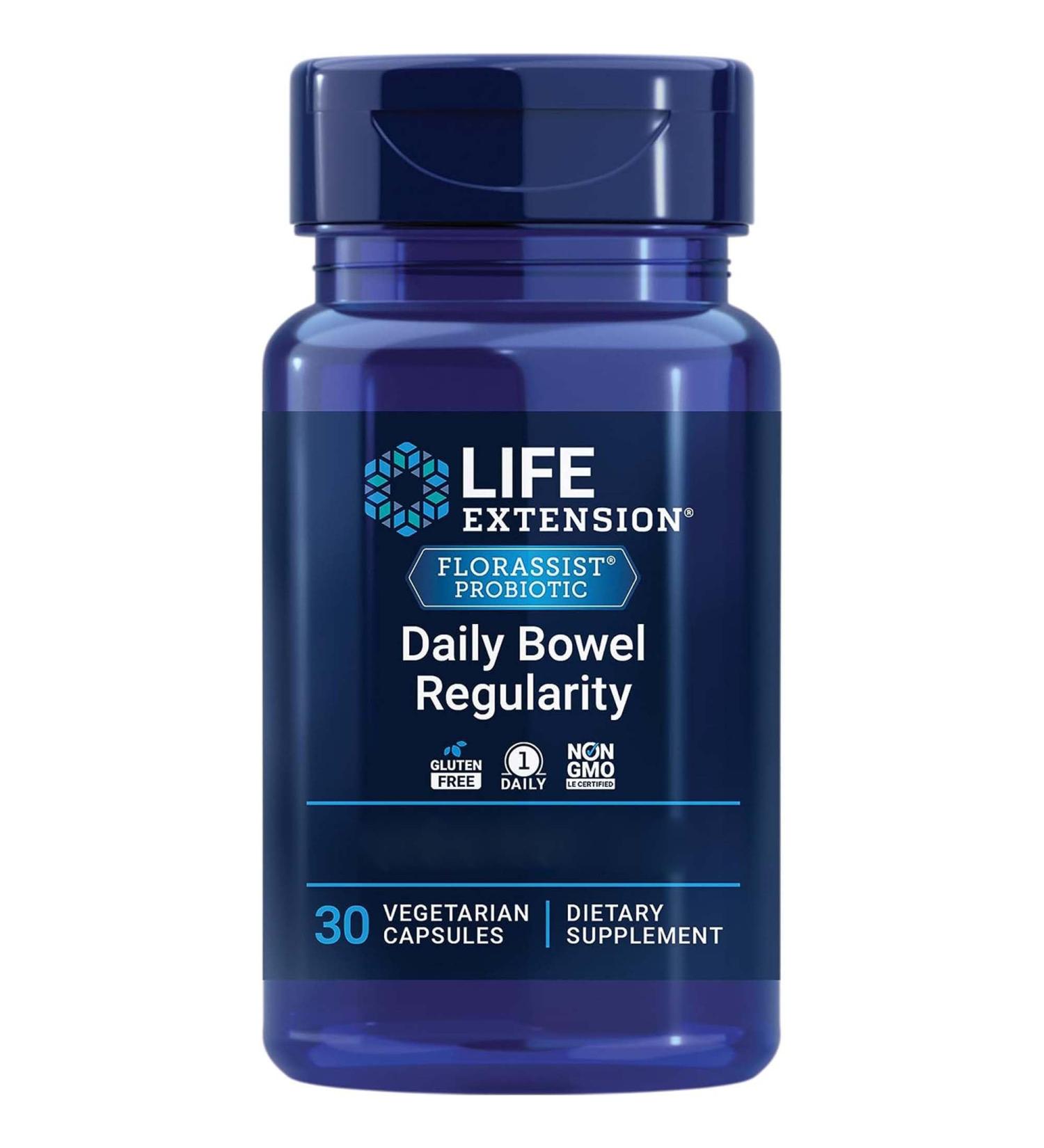 Life Extension Florassist Daily Bood Regularity - Bifidobacterium Lactis 30 Gluten-Free Vegetarian Capsules | Laboratory Tested Non-GMO Supplement - Buy Online on GoSupps.com
