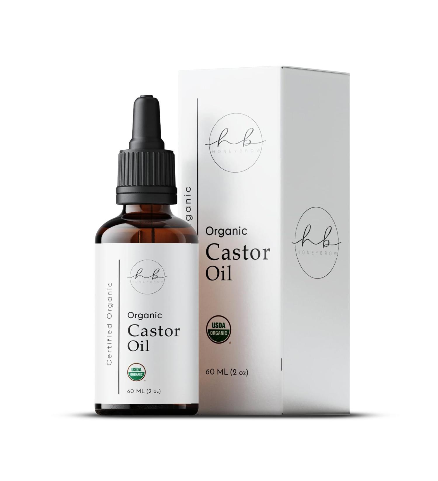 Organic Castor Oil for Eyelashes & Eyebrows - Pure Ricinoleic Acid Hair Oil & Scalp Serum - Nourishing Anti-Dandruff Supports Skin Health - 2 Oz - Buy Online on GoSupps.com
