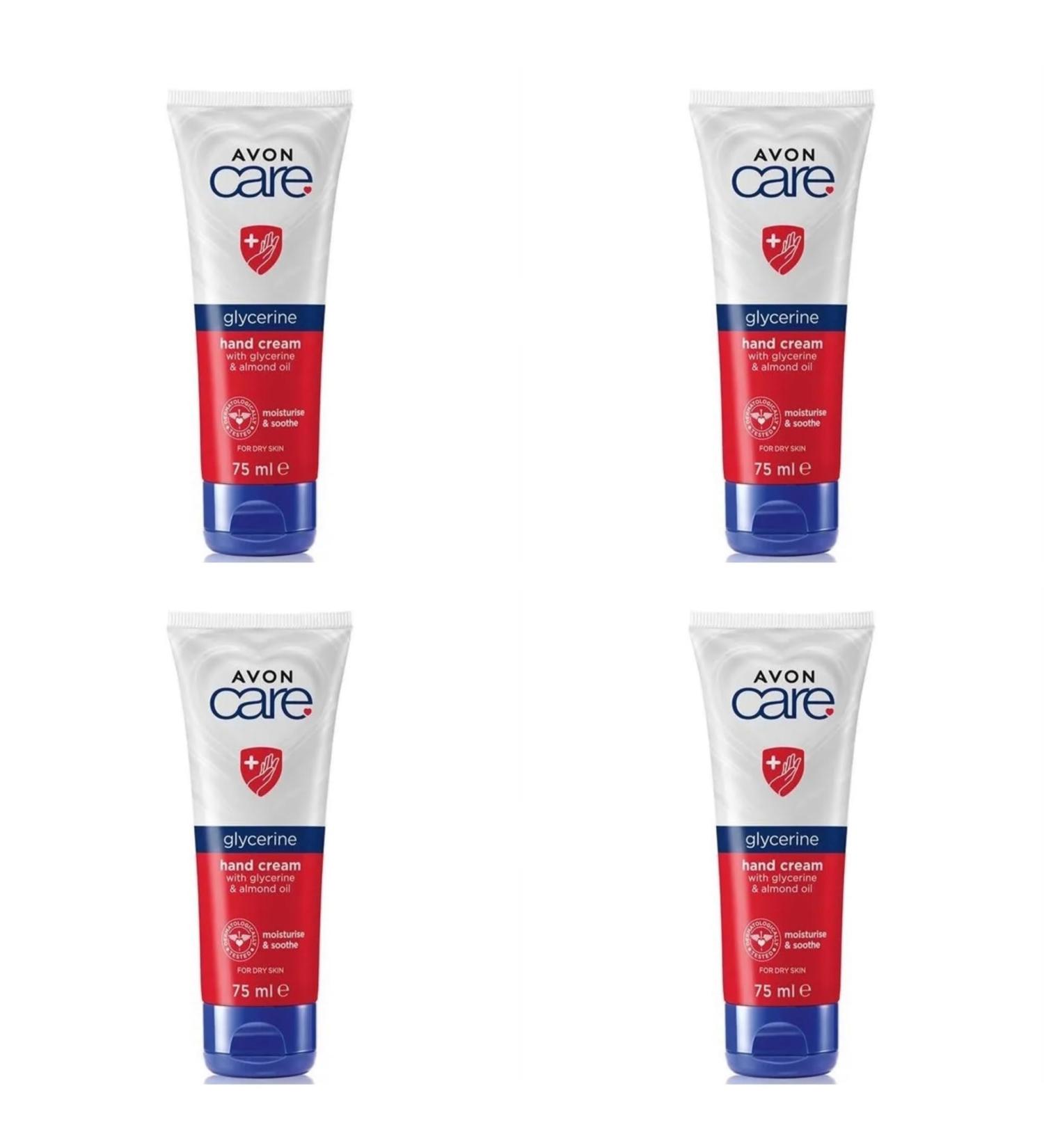 4x Avon Nurturing with Glycerine & Almond Oil Hand & Nail Cream 75ml (300ml) for dry skin