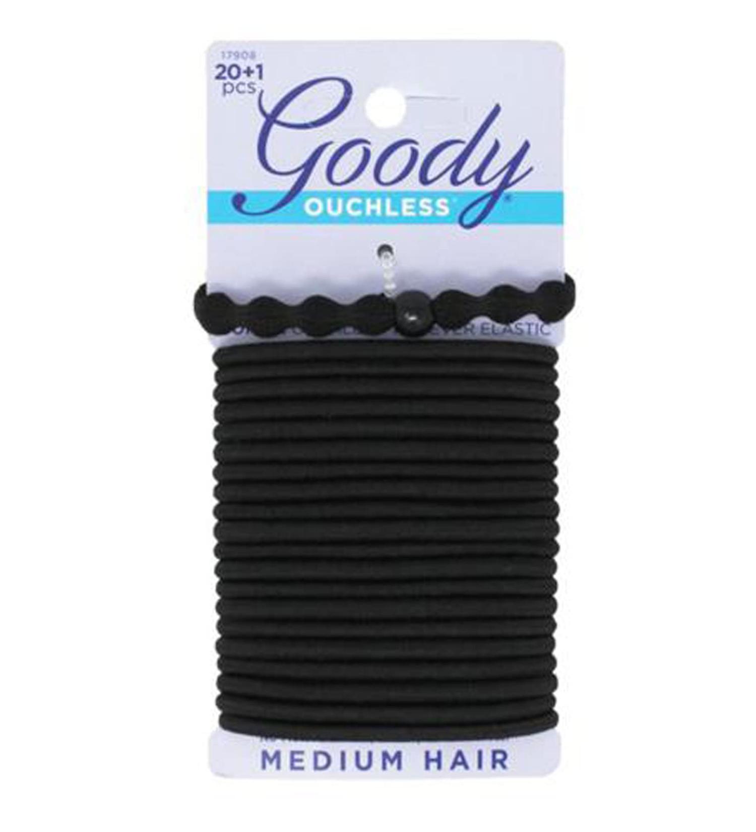 Goody Ouchless No-Metal Elastics Hair Ties for Medium Hair  20+1 Pcs - Pain-Free Hair Accessories for Women Perfect for Long Lasting Braids  Ponytails and More