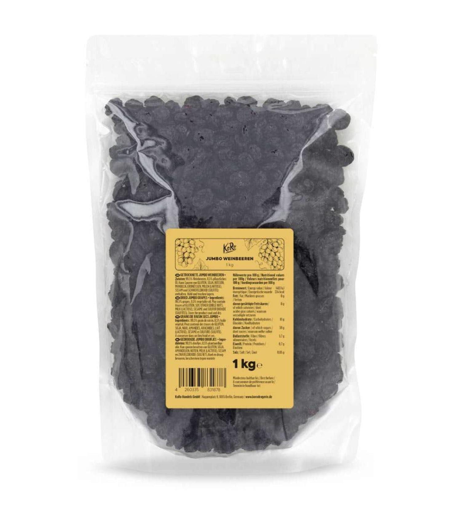 KoRo - Raisins secs Jumbo 1 kg - Extra larges Sans sucre ajout  - Buy Online on GoSupps.com