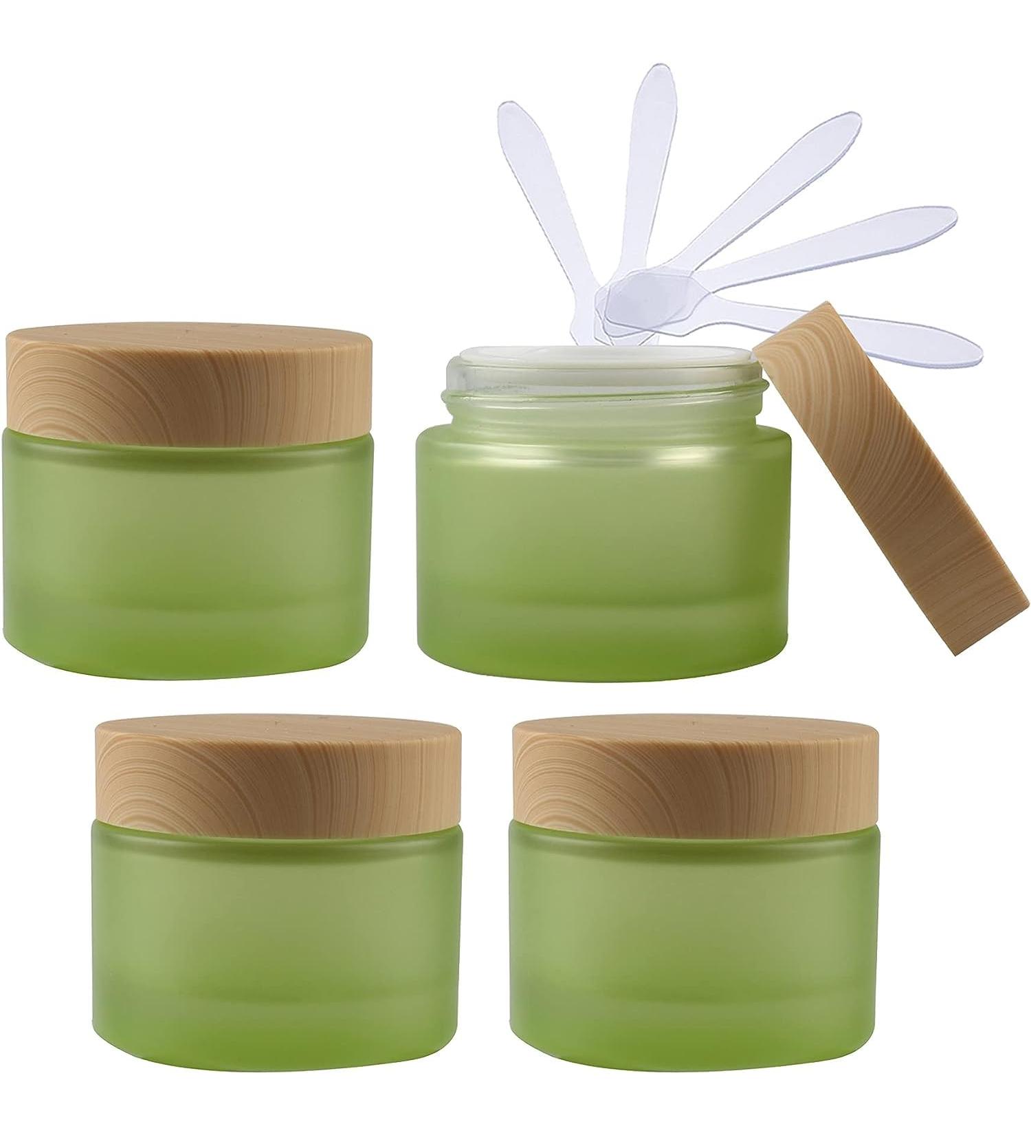 empty jars with lids cosmetic jar B0CL9L6R3C4 PC 50ml Empty Green Glass Cosmetic Jars with Screw Lid 50g Small Containers Storage Pot for Cosmetic Travel + 4X Spatula (Color : Groen Size : 20ml) (C - Buy Online on GoSupps.com