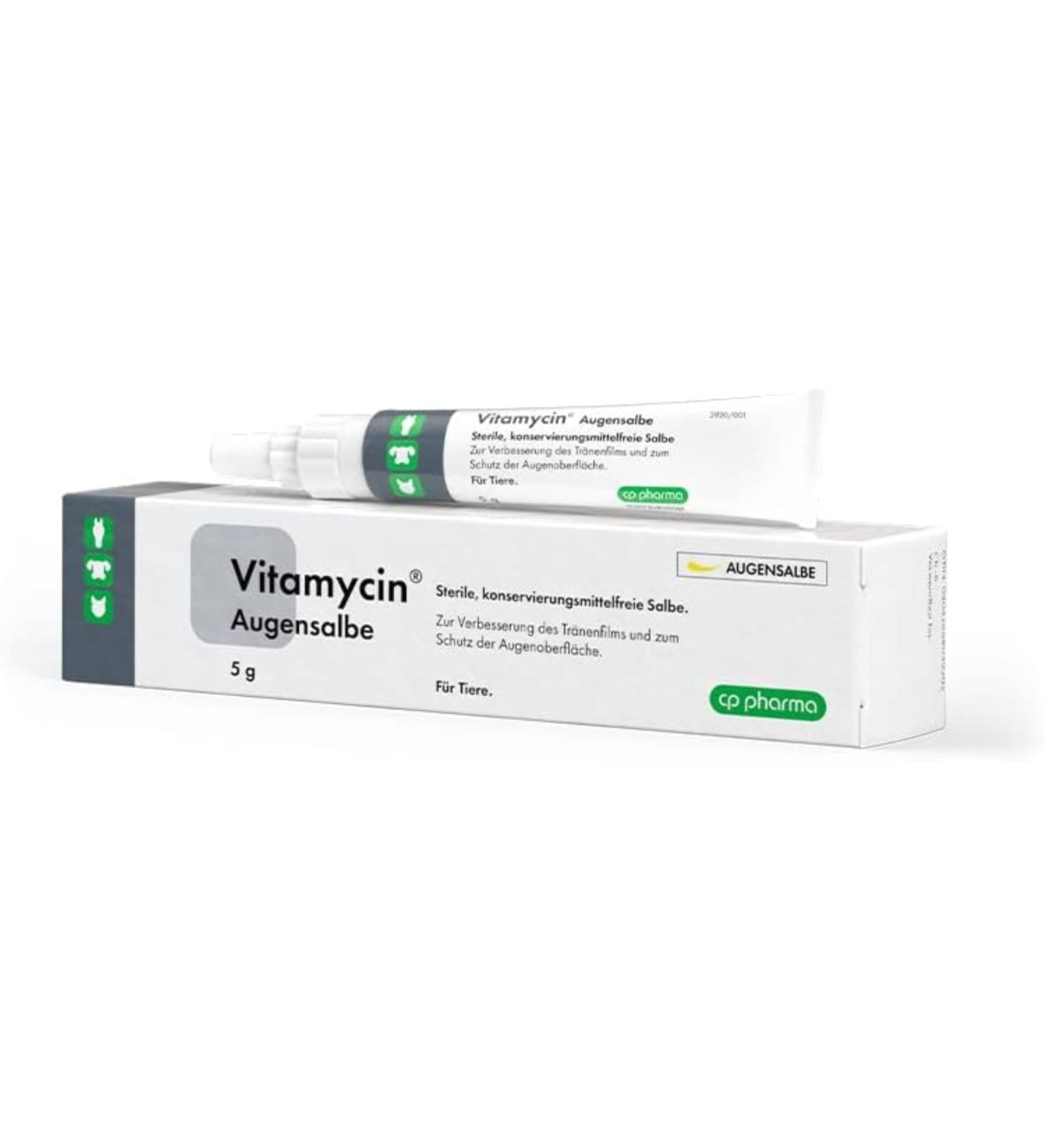 Buy CP-Pharma Vitamycin Eye Ointment 5g | Eye Care for Dogs Cats & Horses | Supports Tear Film & Eye Health - Buy Online on GoSupps.com